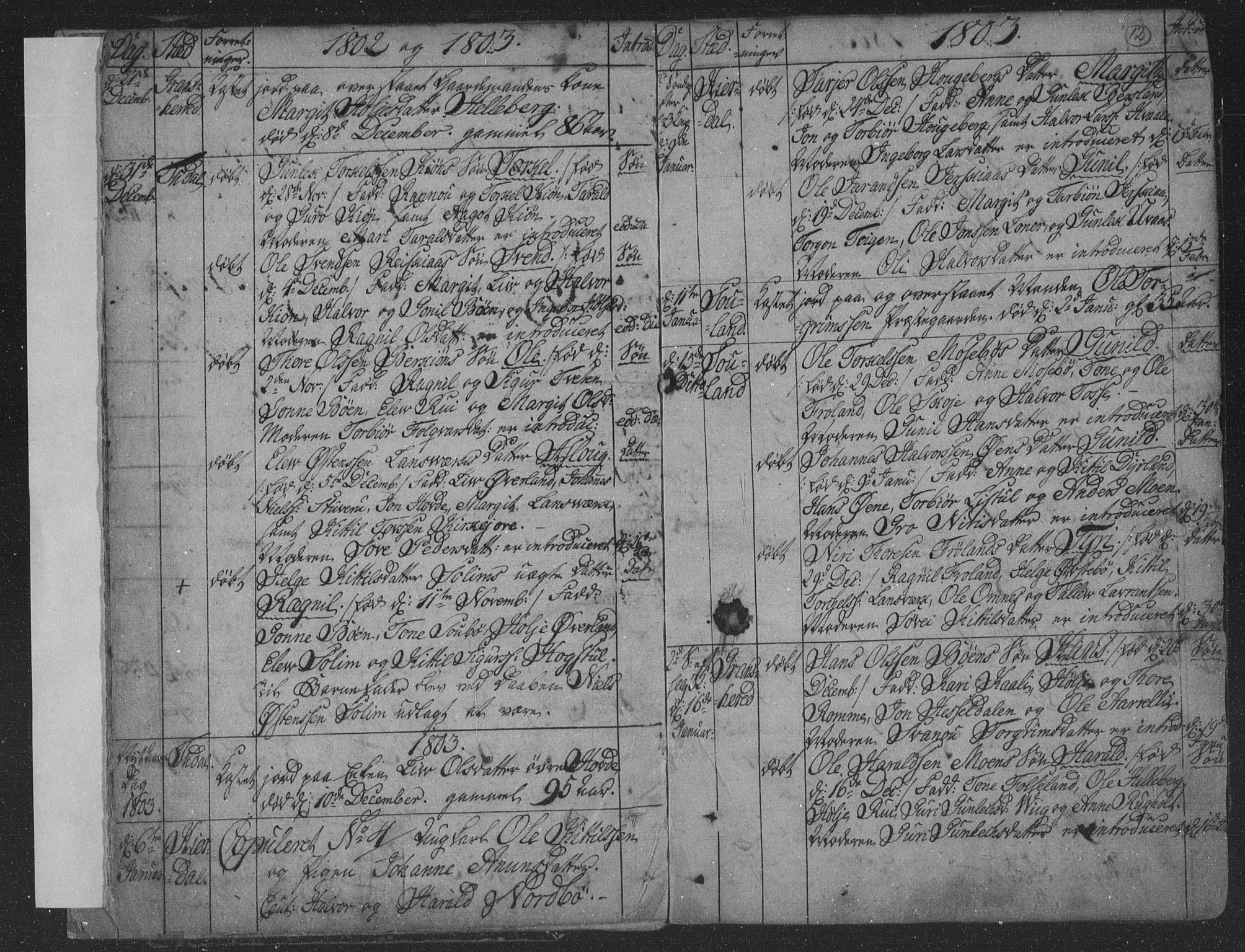 Hjartdal kirkebøker, AV/SAKO-A-270/F/Fa/L0006: Parish register (official) no. I 6, 1801-1814, p. 12