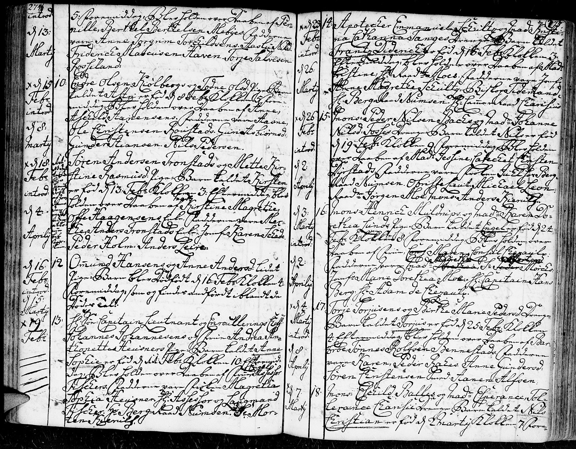 Kristiansand domprosti, AV/SAK-1112-0006/F/Fa/L0002: Parish register (official) no. A 2, 1755-1778, p. 274-275