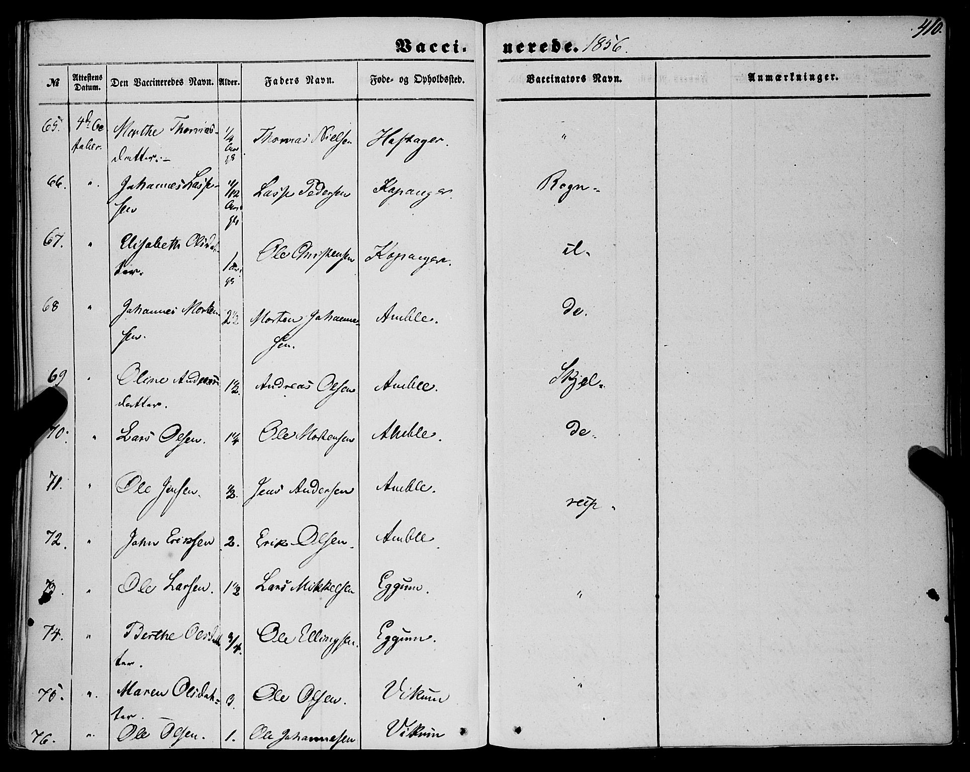 Sogndal sokneprestembete, AV/SAB-A-81301/H/Haa/Haaa/L0012II: Parish register (official) no. A 12II, 1847-1877, p. 410