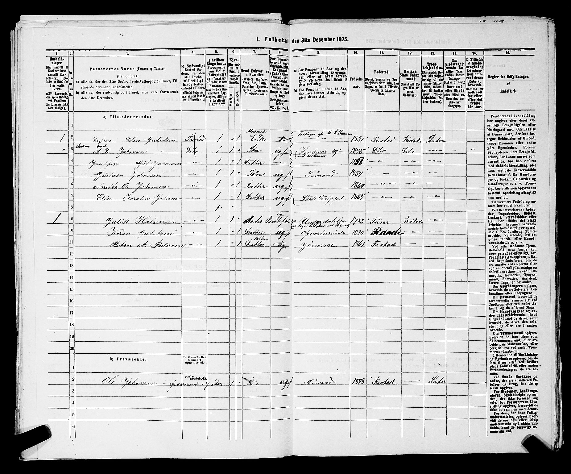 RA, 1875 census for 0103B Fredrikstad/Fredrikstad, 1875, p. 896