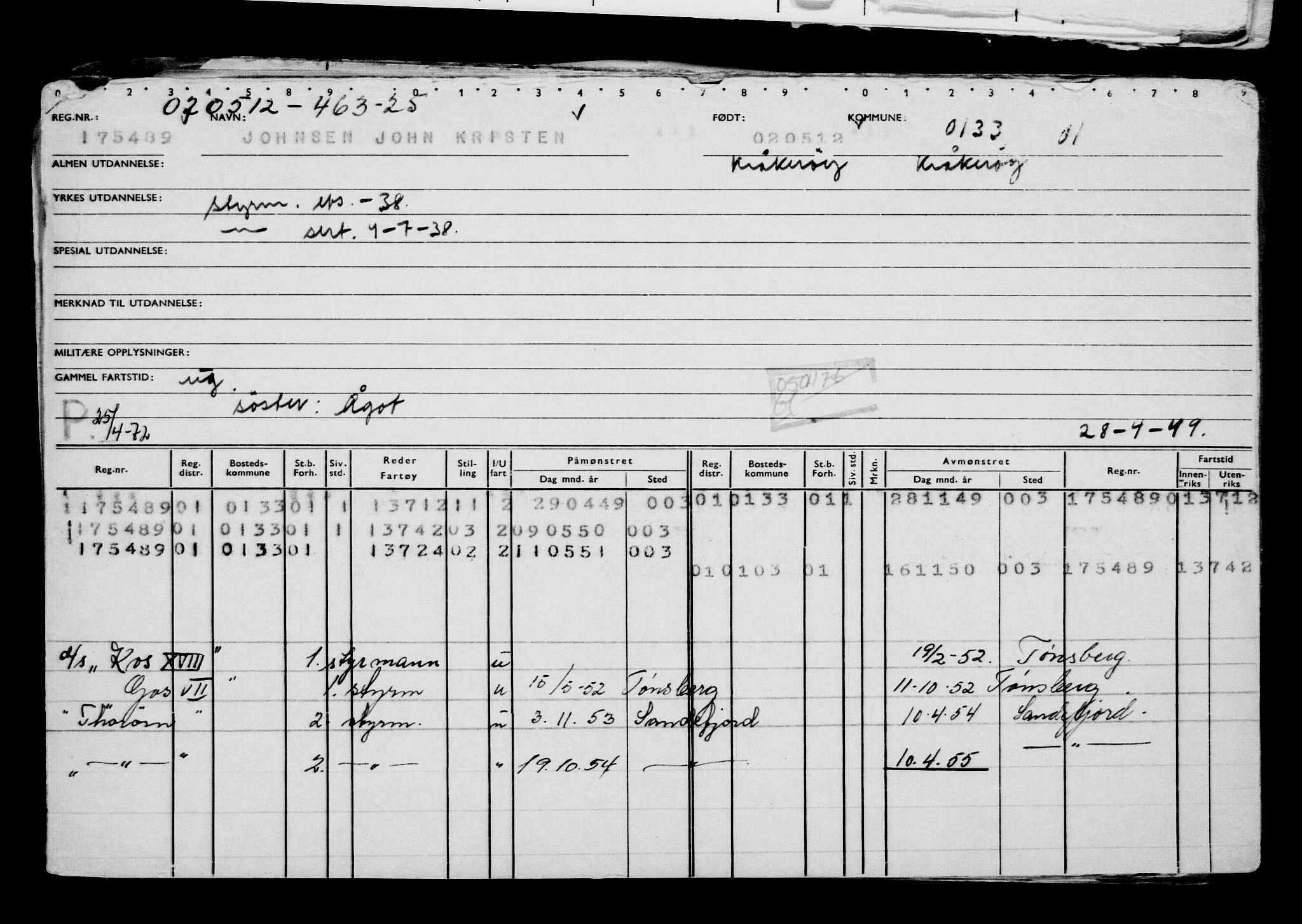 Direktoratet for sjømenn, AV/RA-S-3545/G/Gb/L0104: Hovedkort, 1912, p. 233