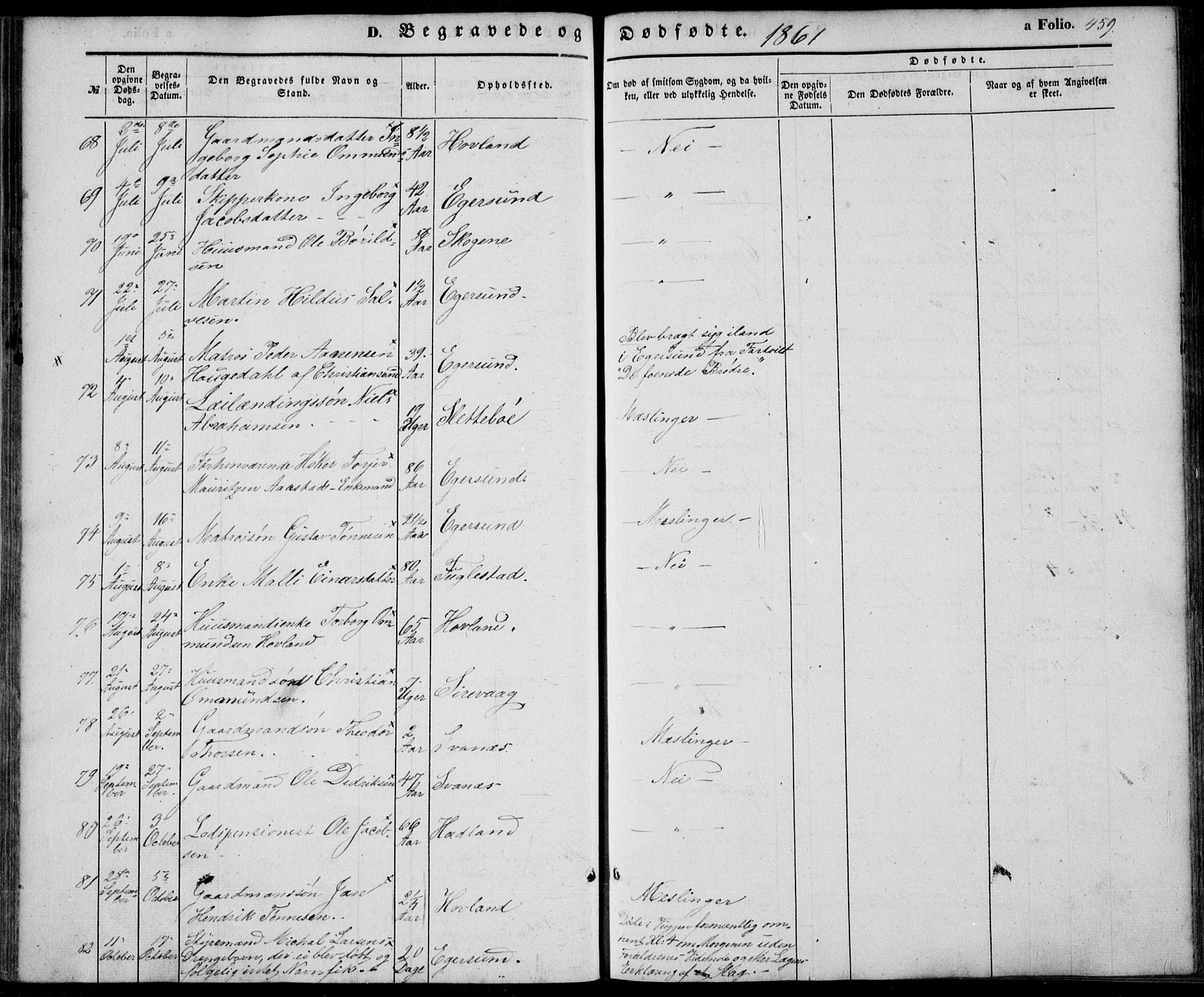 Eigersund sokneprestkontor, SAST/A-101807/S08/L0013: Parish register (official) no. A 12.2, 1850-1865, p. 459