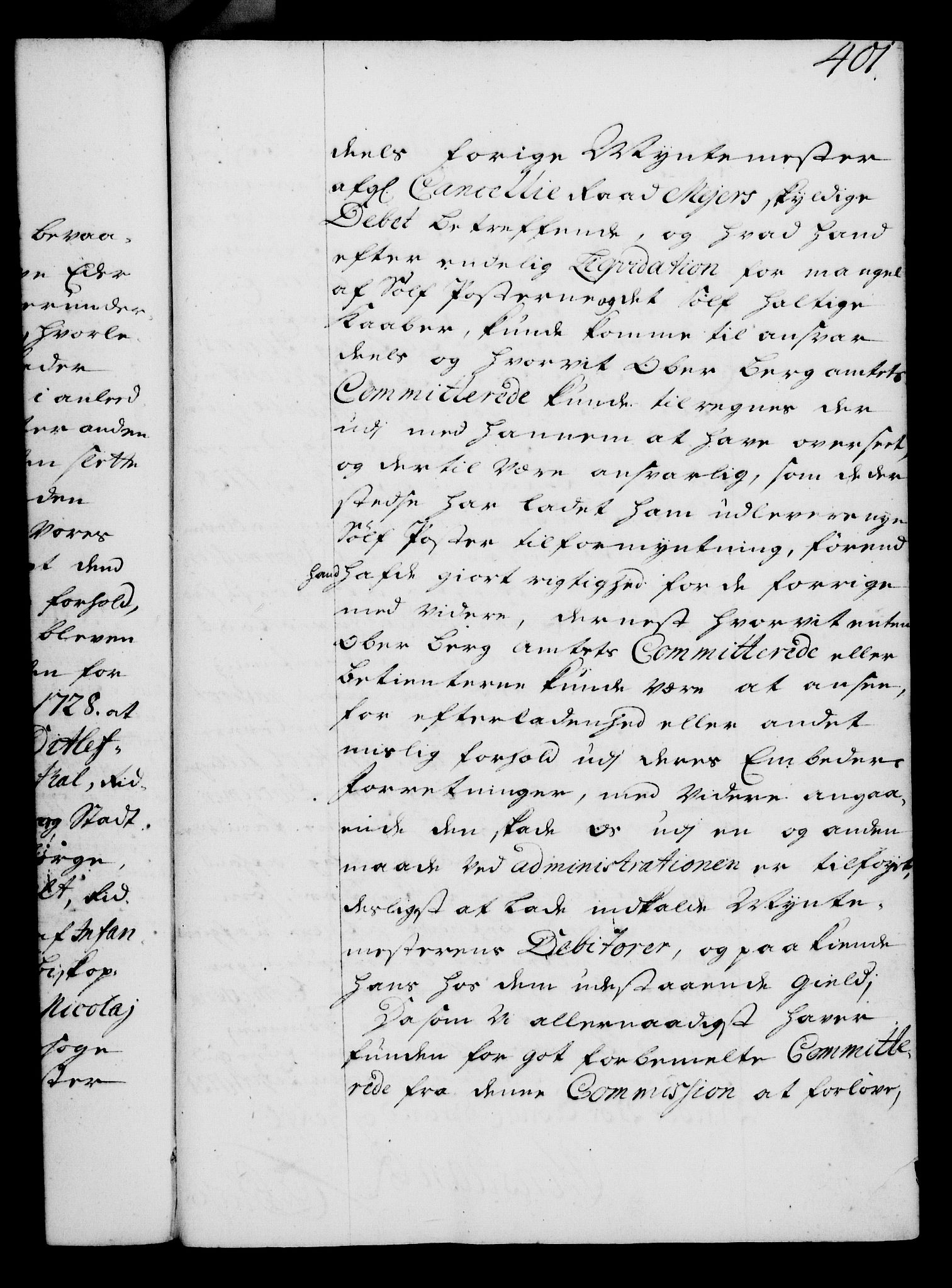 Rentekammeret, Kammerkanselliet, RA/EA-3111/G/Gg/Gga/L0003: Norsk ekspedisjonsprotokoll med register (merket RK 53.3), 1727-1734, p. 401