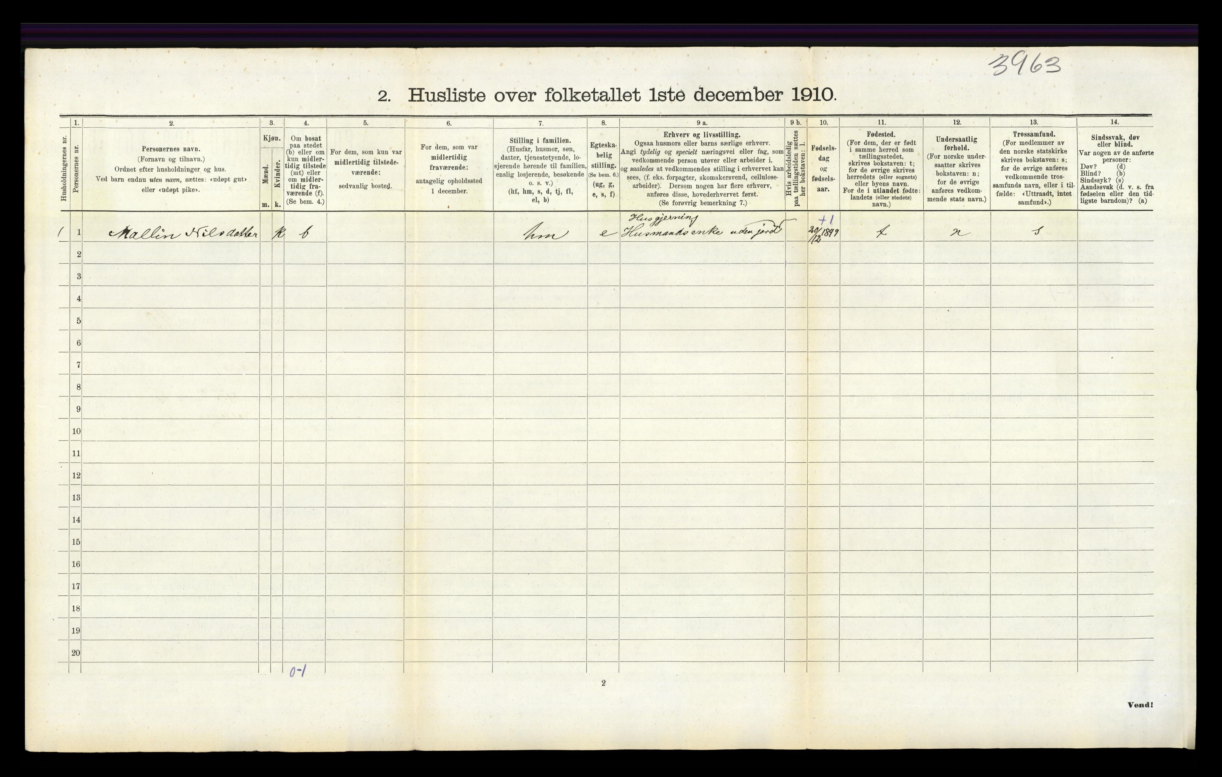 RA, 1910 census for Årdal, 1910, p. 284