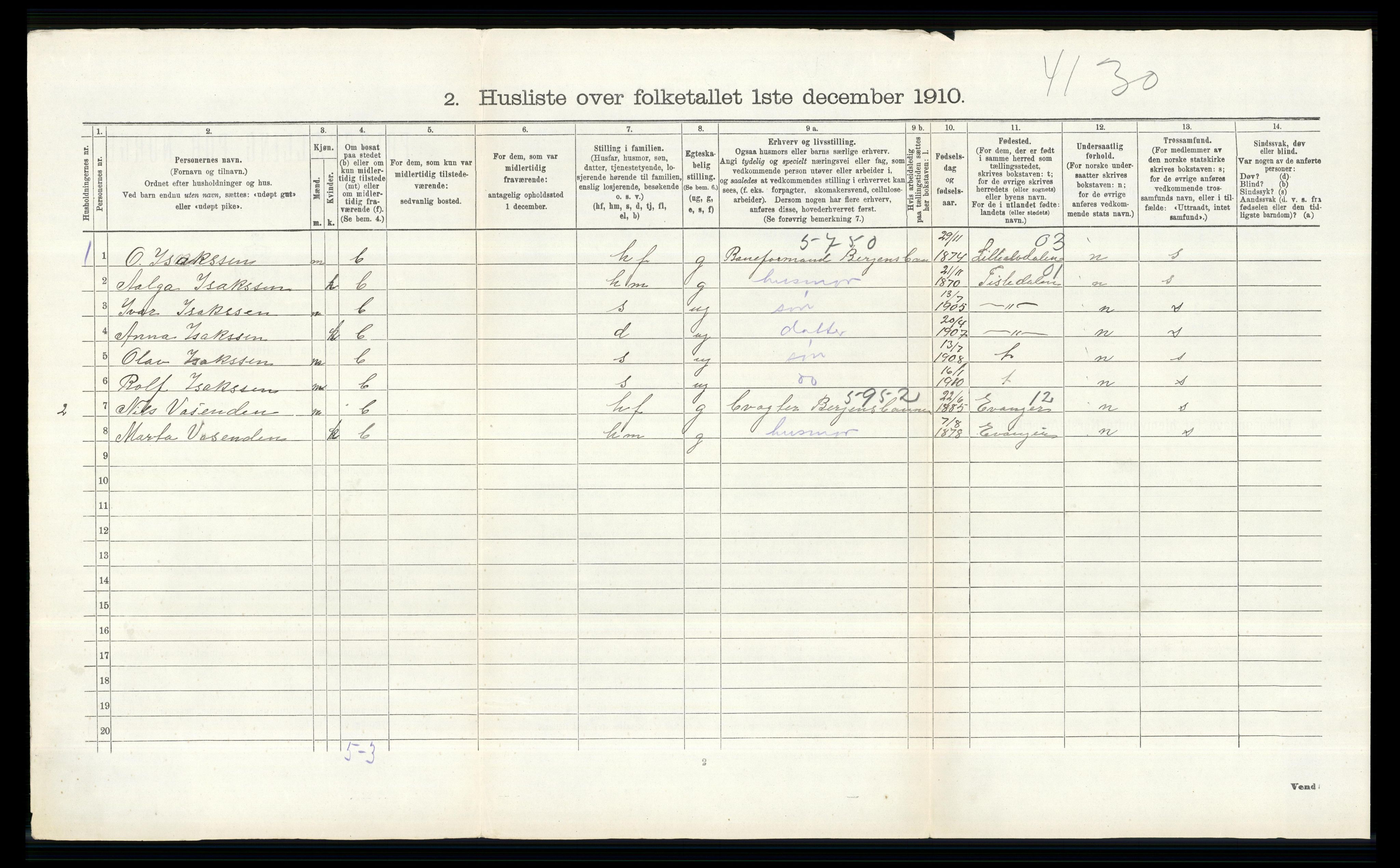 RA, 1910 census for Hol, 1910, p. 718