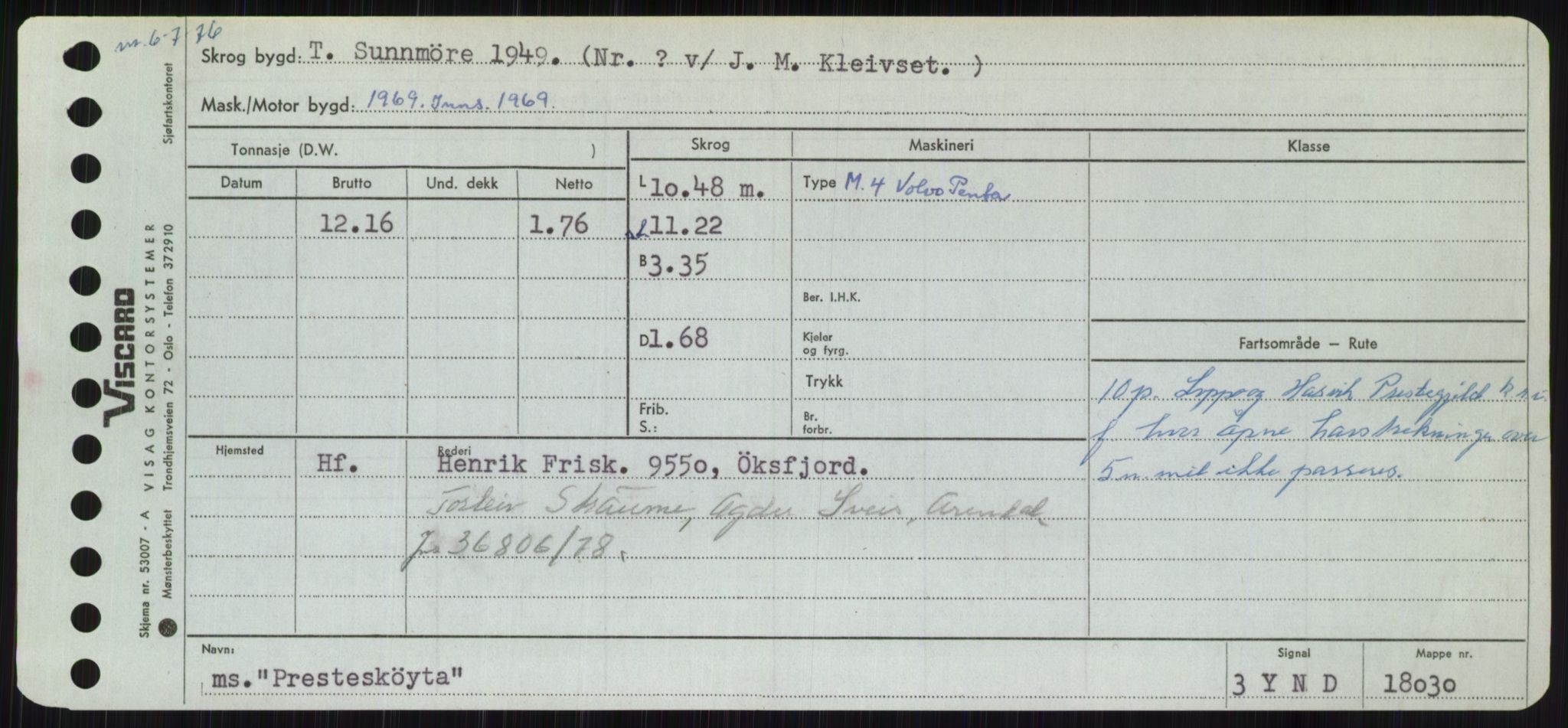 Sjøfartsdirektoratet med forløpere, Skipsmålingen, RA/S-1627/H/Ha/L0004/0002: Fartøy, Mas-R / Fartøy, Odin-R, p. 413