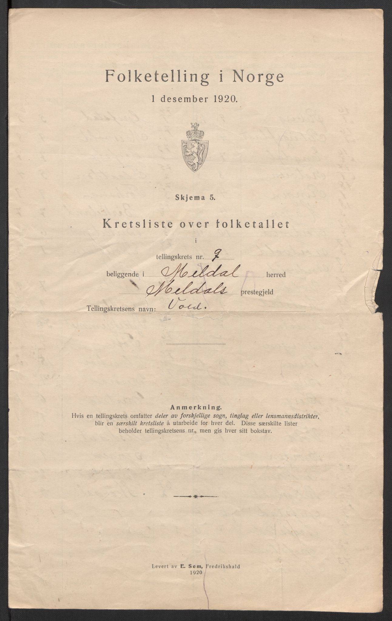 SAT, 1920 census for Meldal, 1920, p. 34