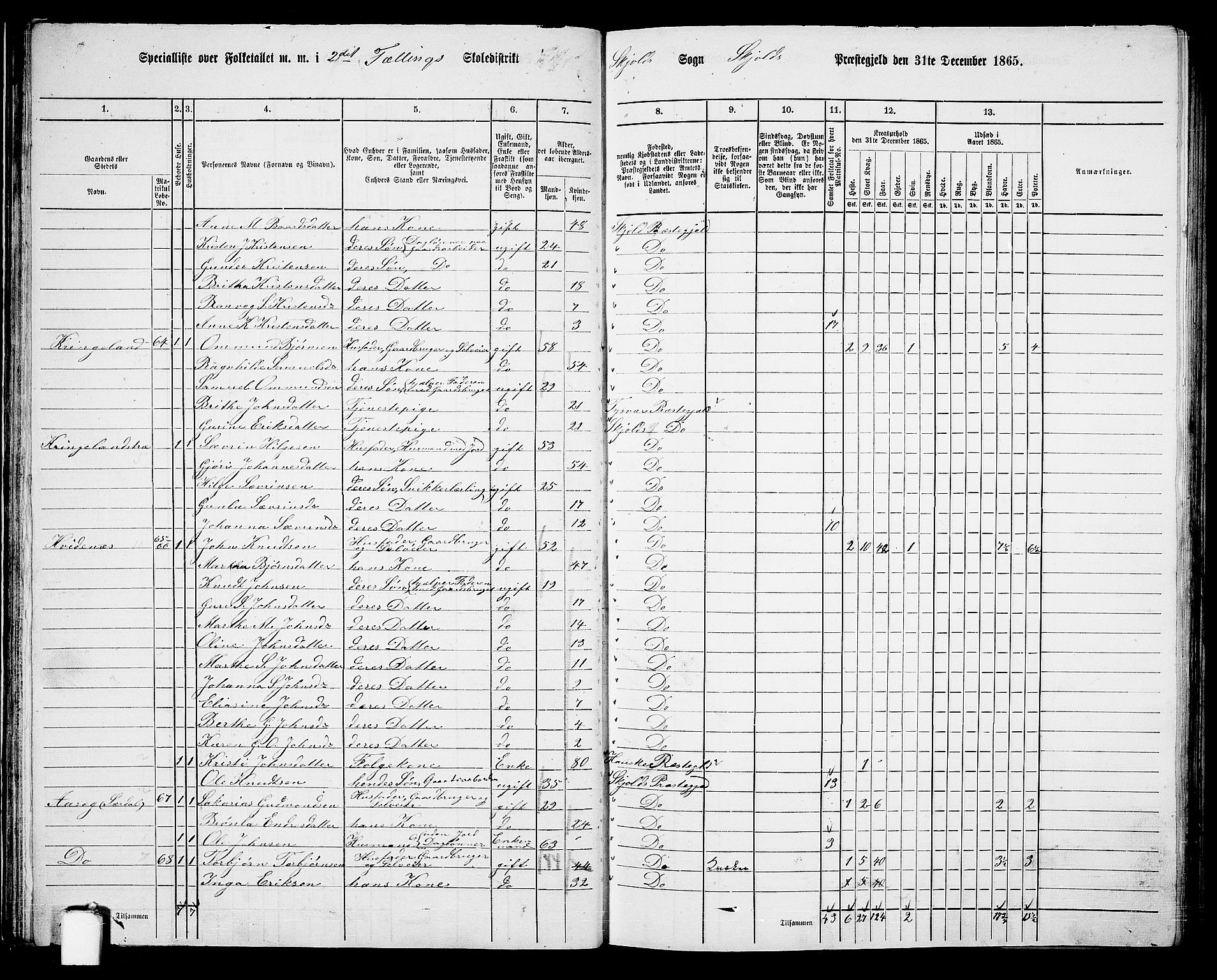 RA, 1865 census for Skjold, 1865, p. 34