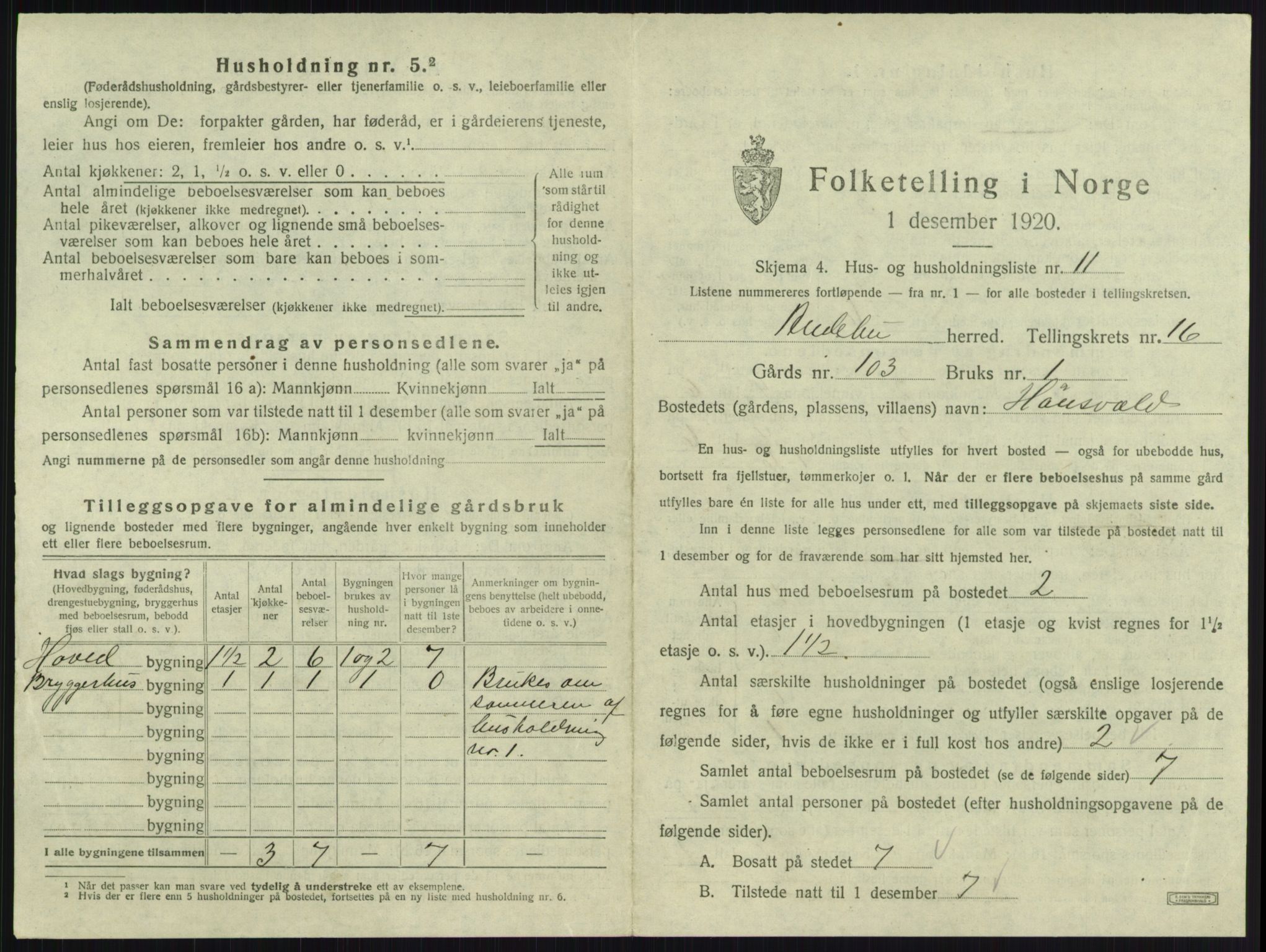 SAKO, 1920 census for Andebu, 1920, p. 892