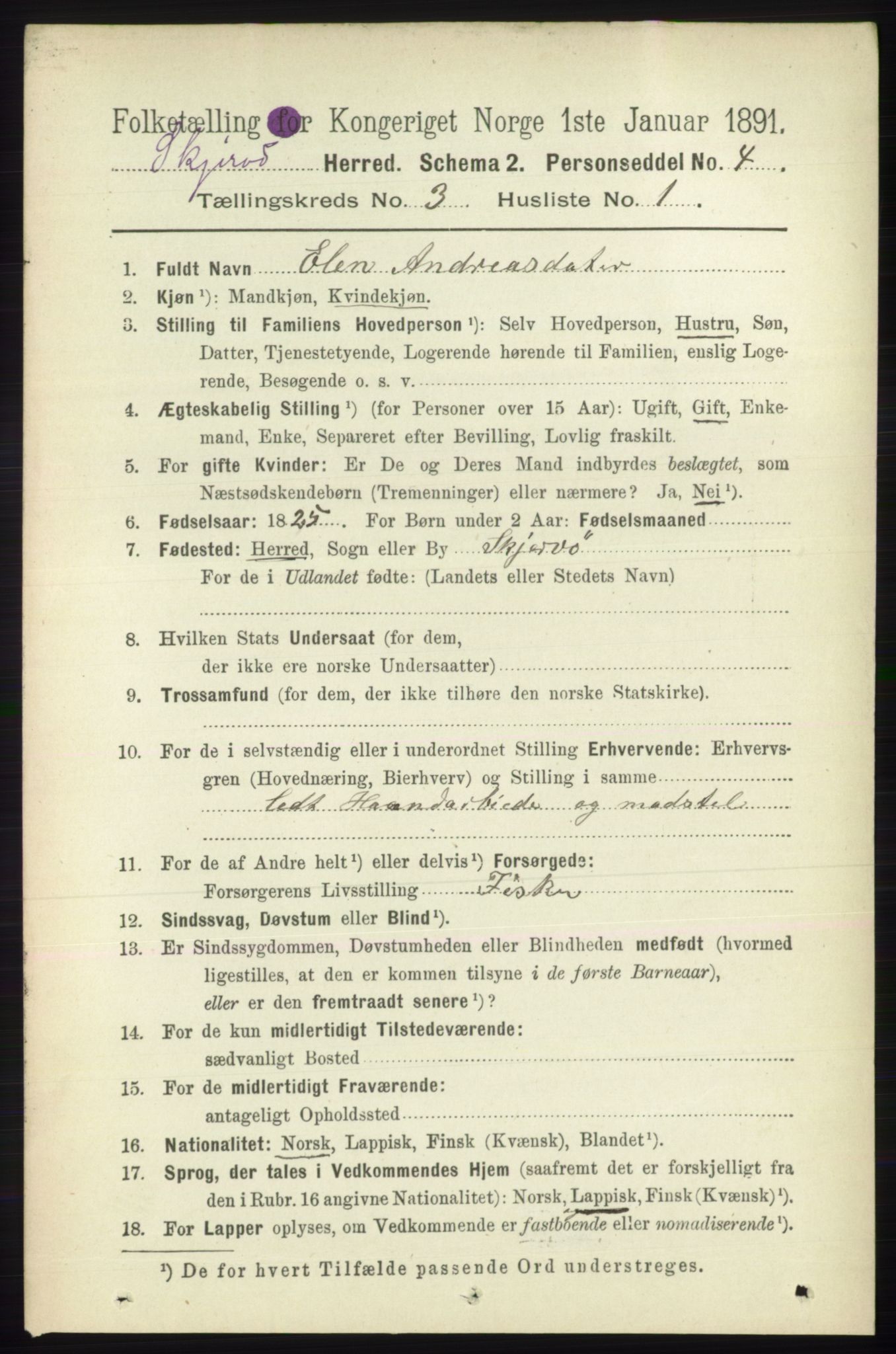 RA, 1891 census for 1941 Skjervøy, 1891, p. 1850