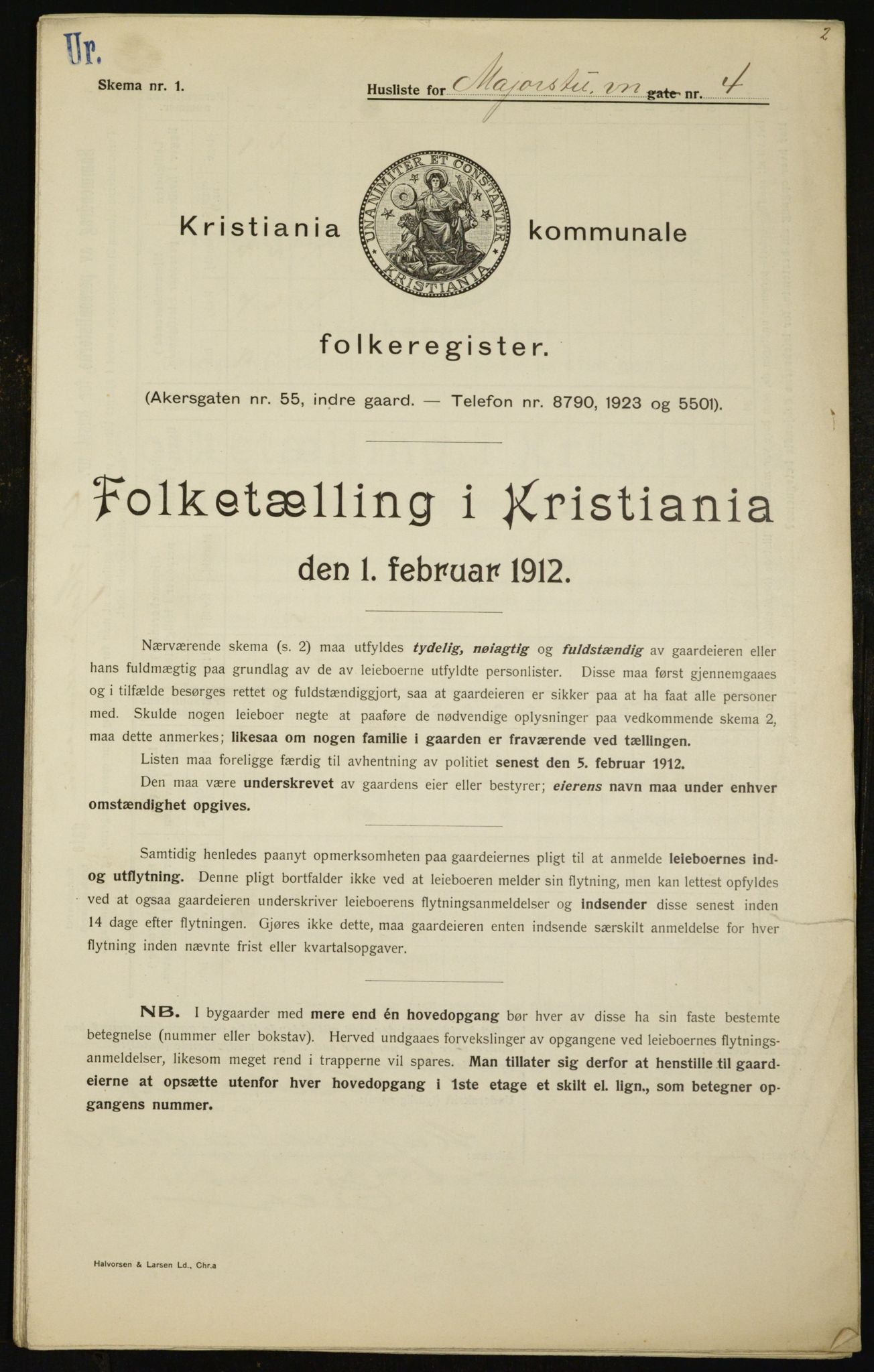 OBA, Municipal Census 1912 for Kristiania, 1912, p. 59968