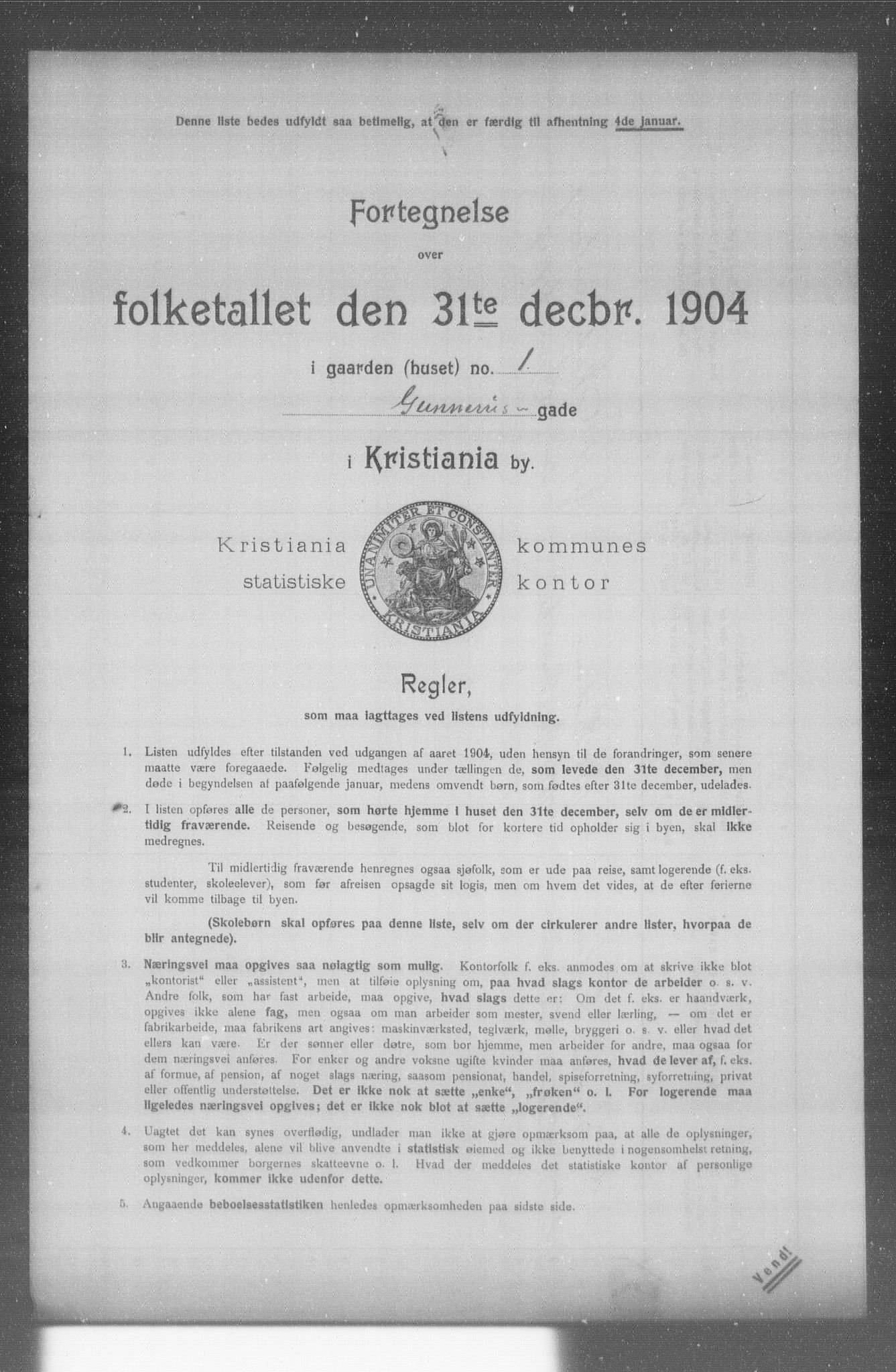 OBA, Municipal Census 1904 for Kristiania, 1904, p. 1142