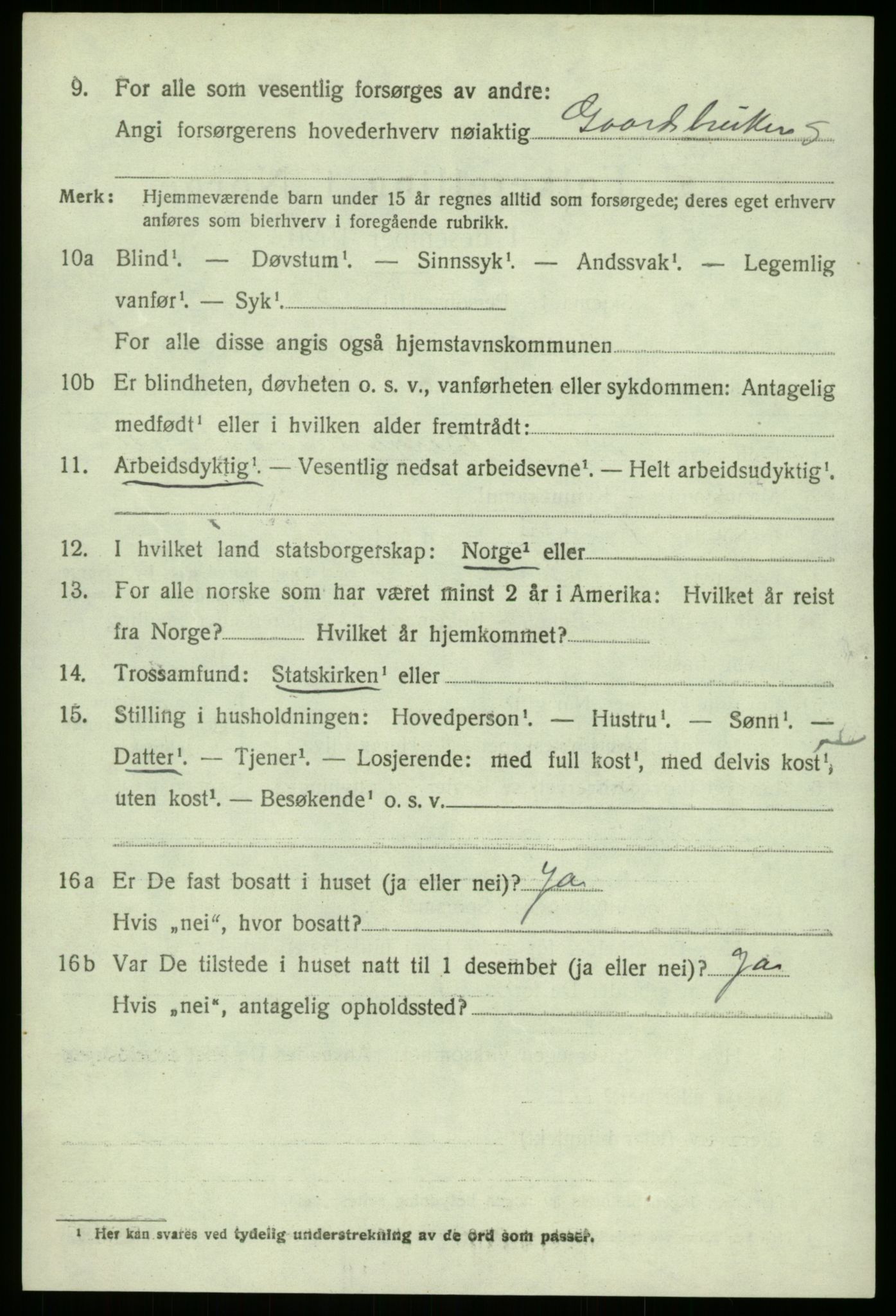 SAB, 1920 census for Manger, 1920, p. 9697