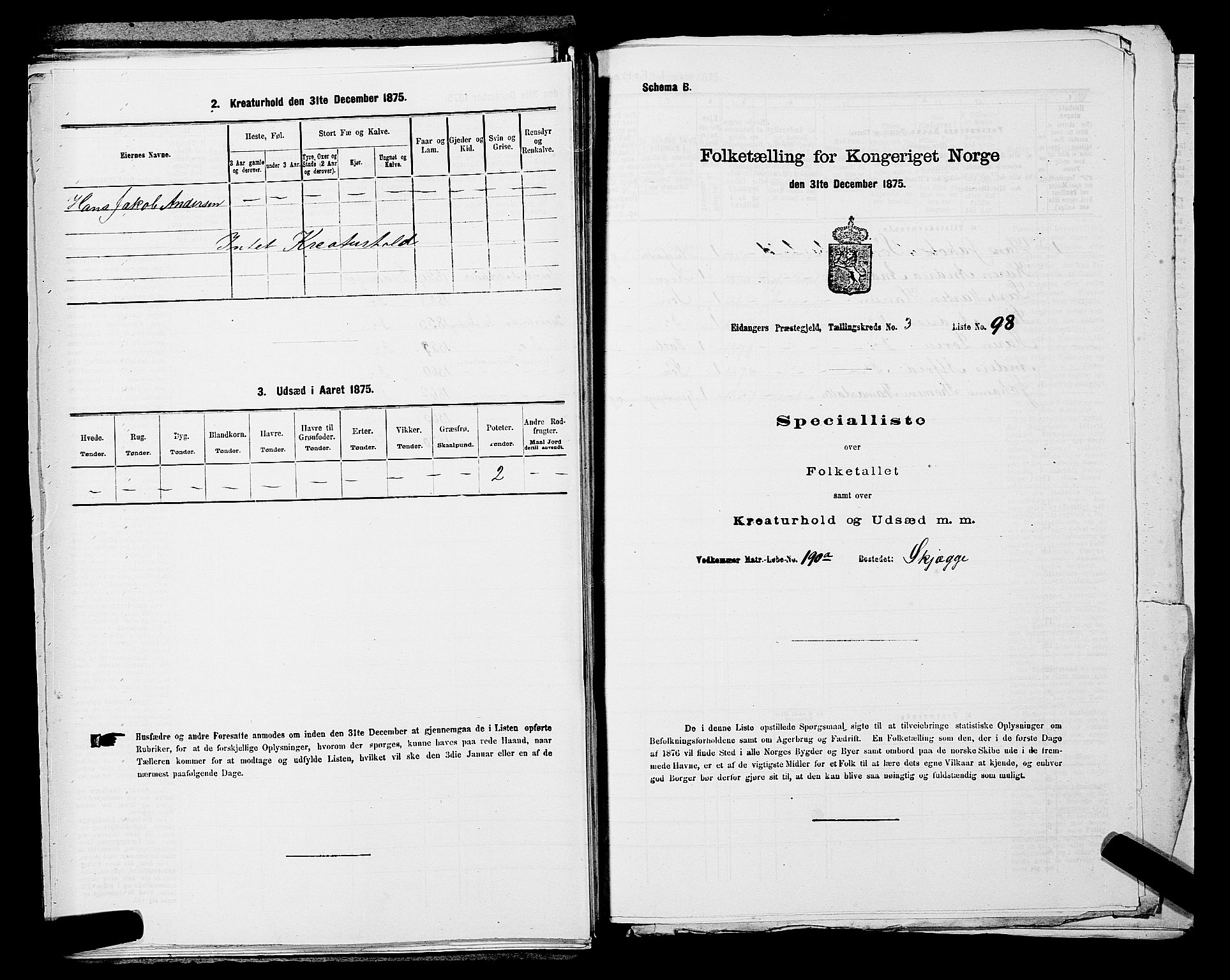 SAKO, 1875 census for 0813P Eidanger, 1875, p. 678