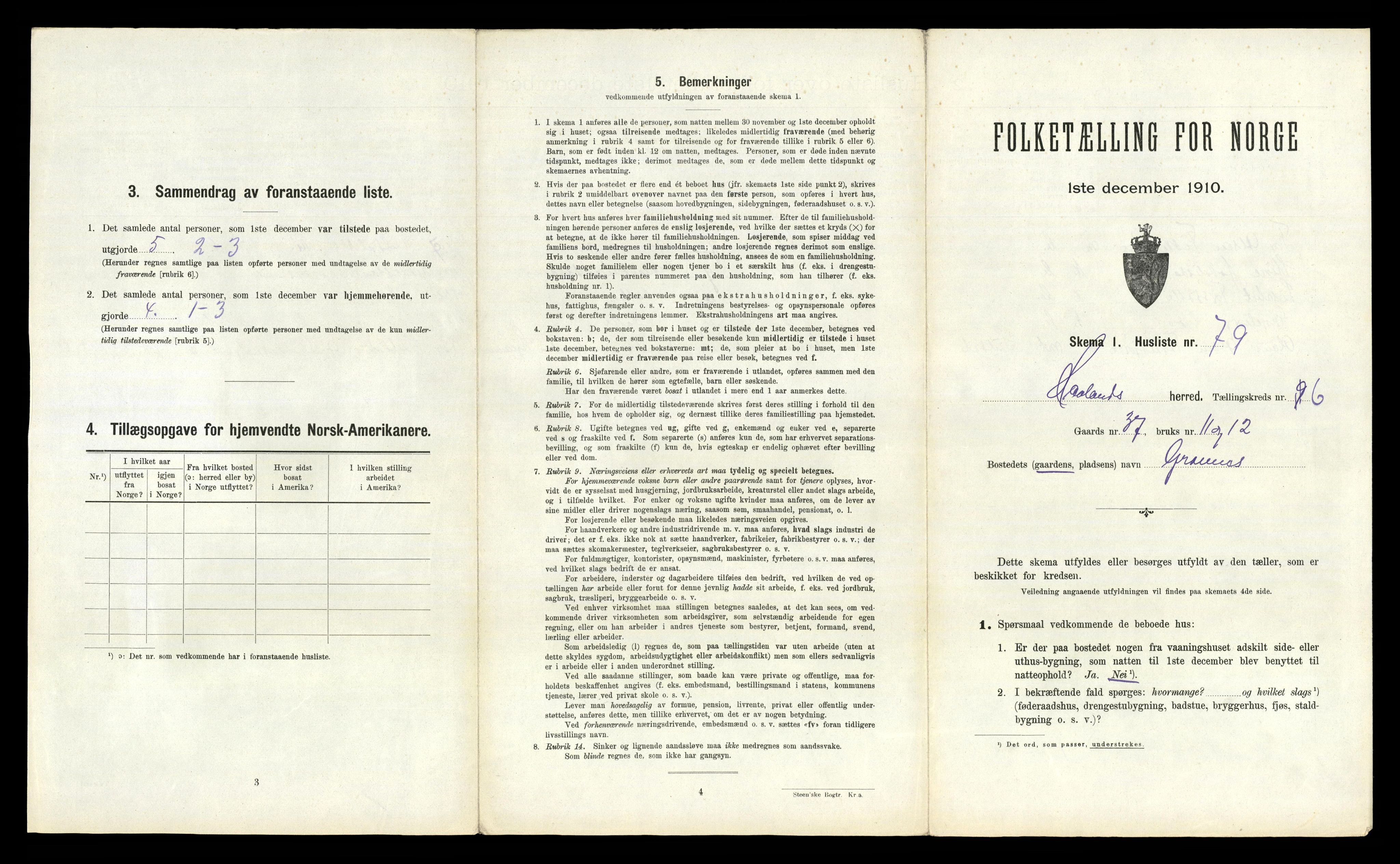 RA, 1910 census for Håland, 1910, p. 1063