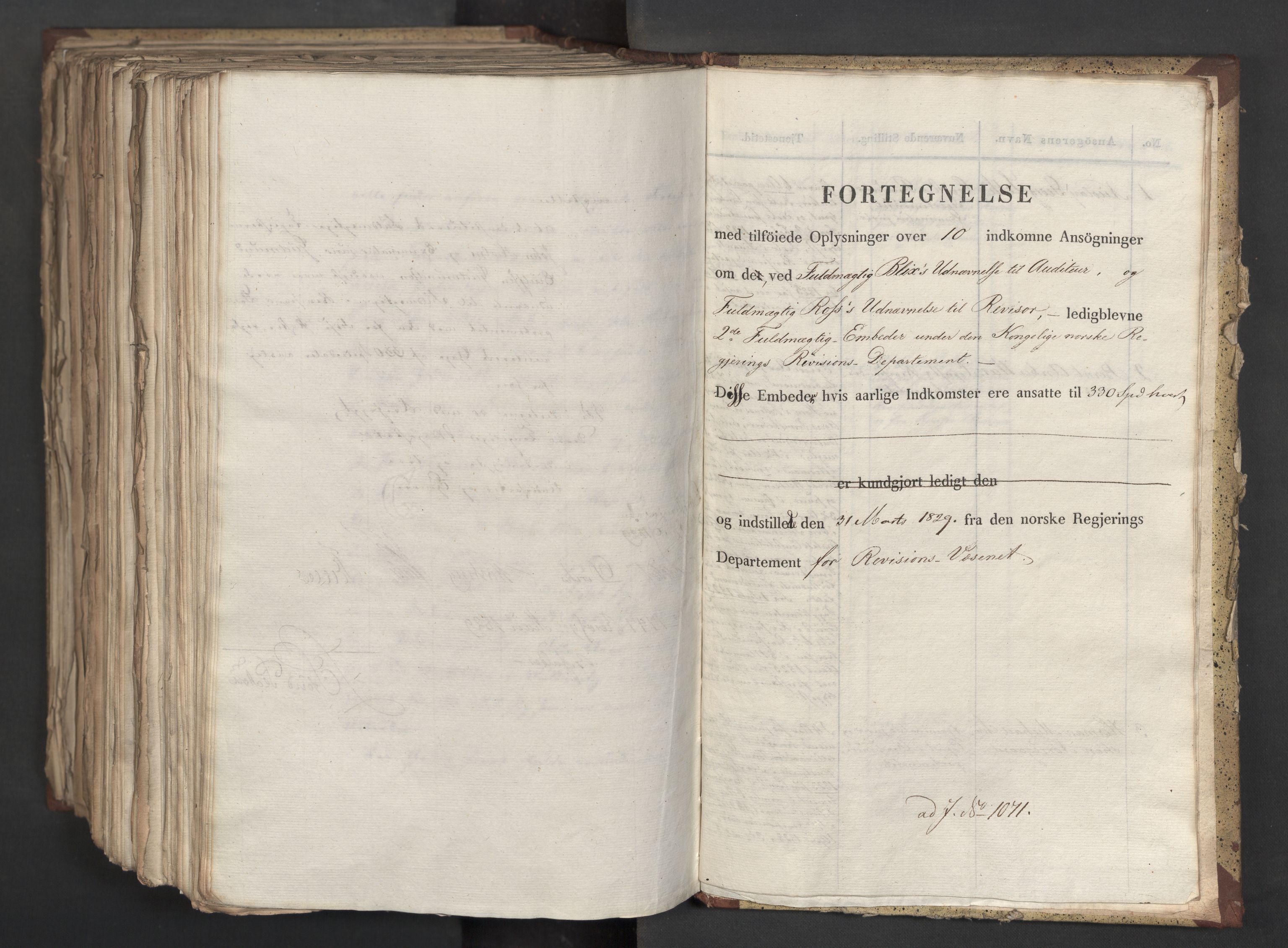 Statsrådsavdelingen i Stockholm, AV/RA-S-1003/D/Da/L0058: Regjeringsinnstillinger nr. 808-1073, 1829, p. 782