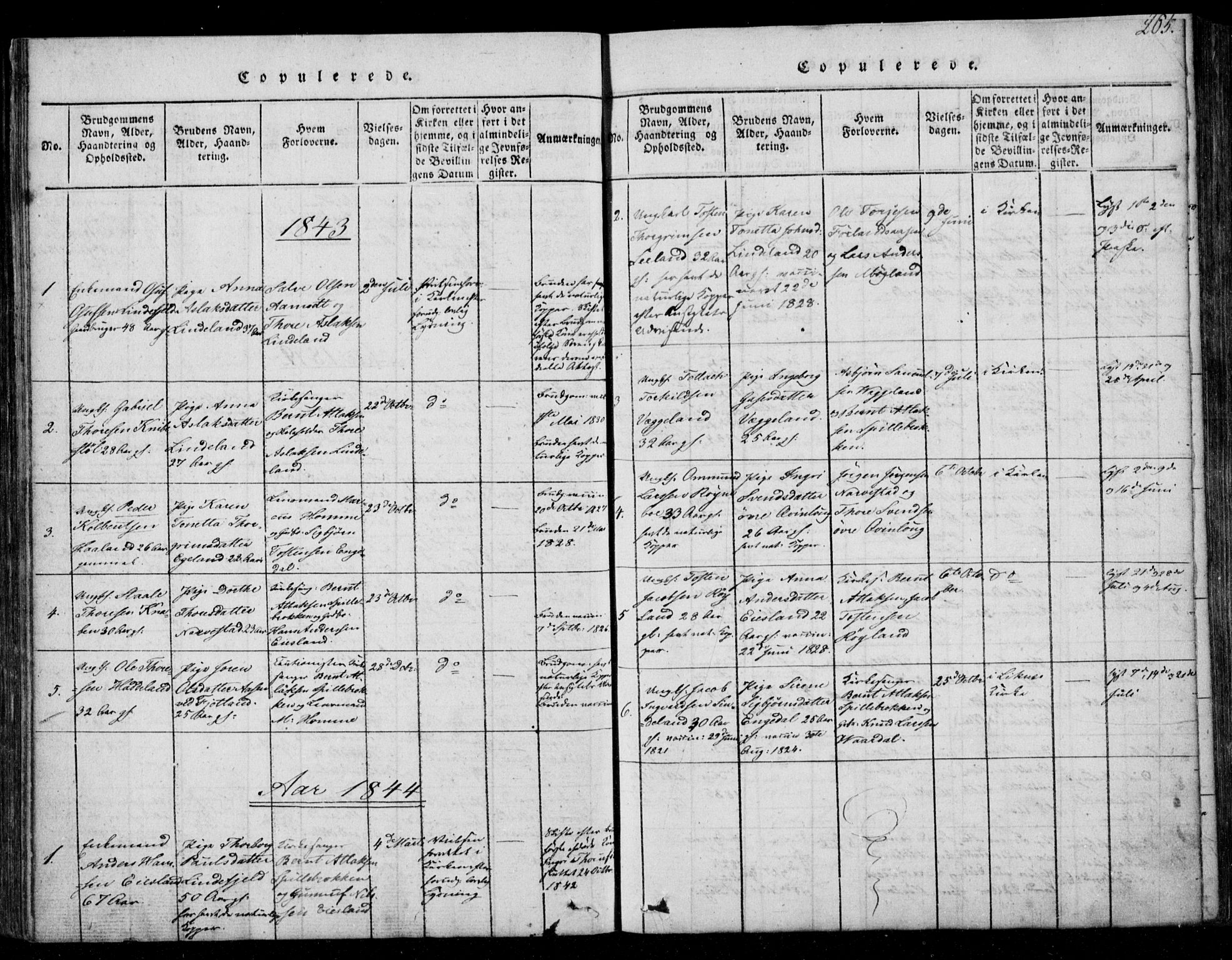 Fjotland sokneprestkontor, AV/SAK-1111-0010/F/Fb/L0001: Parish register (copy) no. B 1, 1816-1849, p. 205