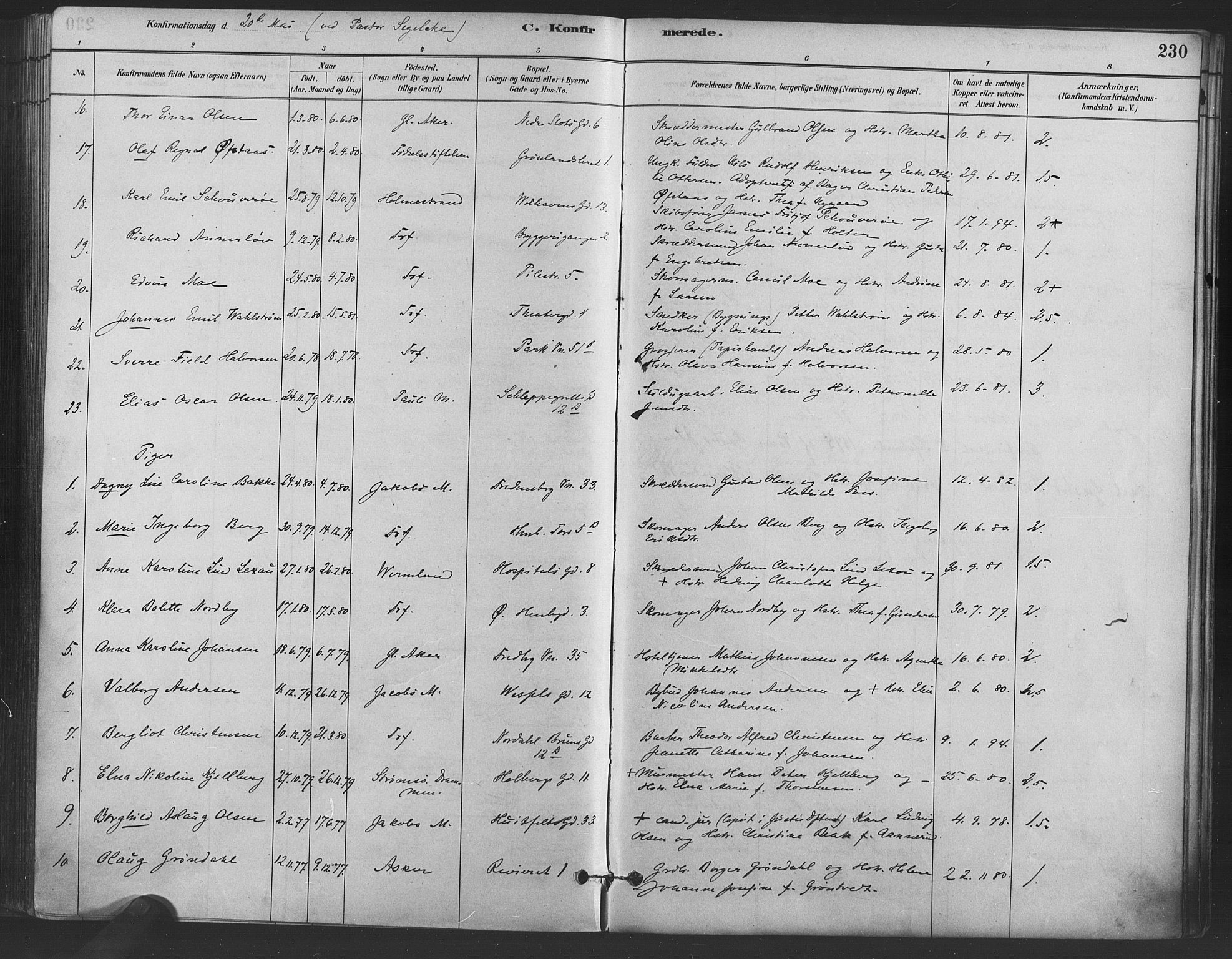 Trefoldighet prestekontor Kirkebøker, AV/SAO-A-10882/F/Fb/L0003: Parish register (official) no. II 3, 1881-1895, p. 230