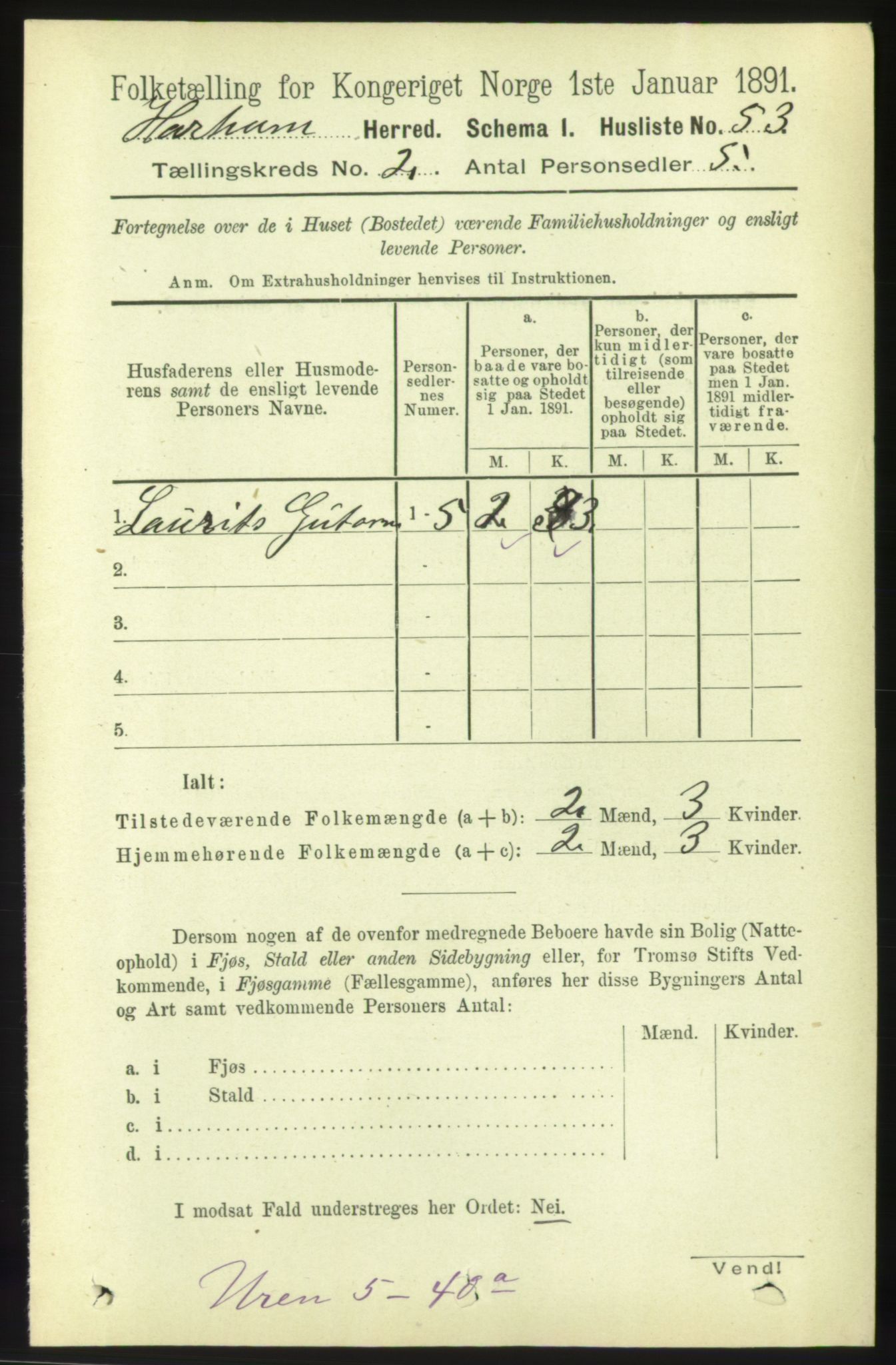 RA, 1891 census for 1534 Haram, 1891, p. 610