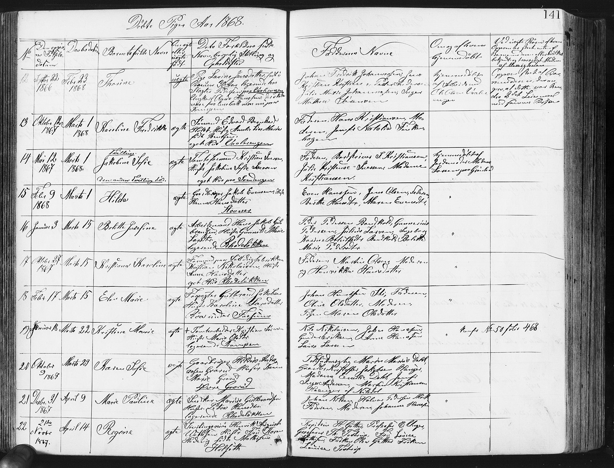 Østre Aker prestekontor Kirkebøker, SAO/A-10840/G/Ga/L0003: Parish register (copy) no. I 3, 1868-1913, p. 141