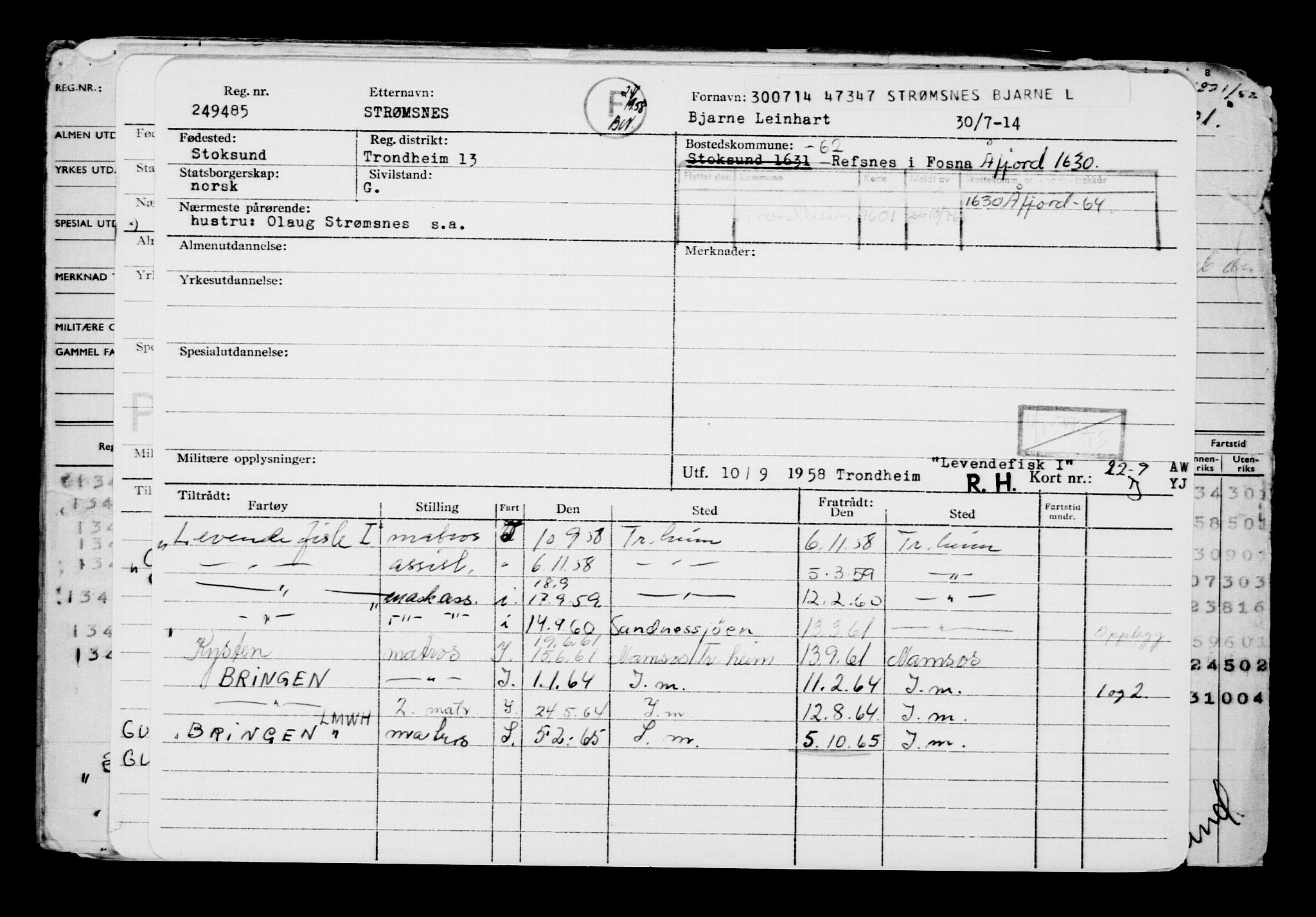 Direktoratet for sjømenn, AV/RA-S-3545/G/Gb/L0122: Hovedkort, 1914, p. 764