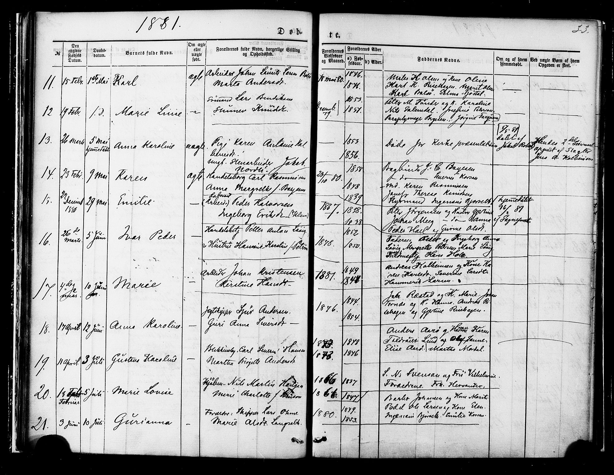 Ministerialprotokoller, klokkerbøker og fødselsregistre - Møre og Romsdal, AV/SAT-A-1454/558/L0691: Parish register (official) no. 558A05, 1873-1886, p. 33