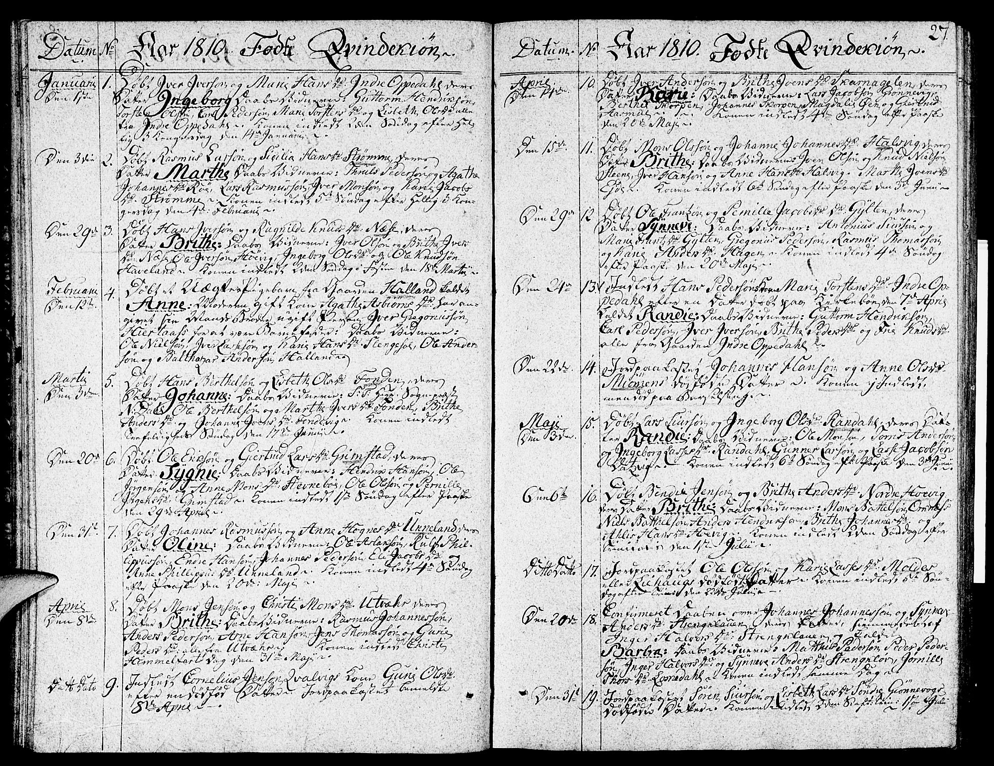 Gulen sokneprestembete, SAB/A-80201/H/Haa/Haaa/L0017: Parish register (official) no. A 17, 1809-1825, p. 27