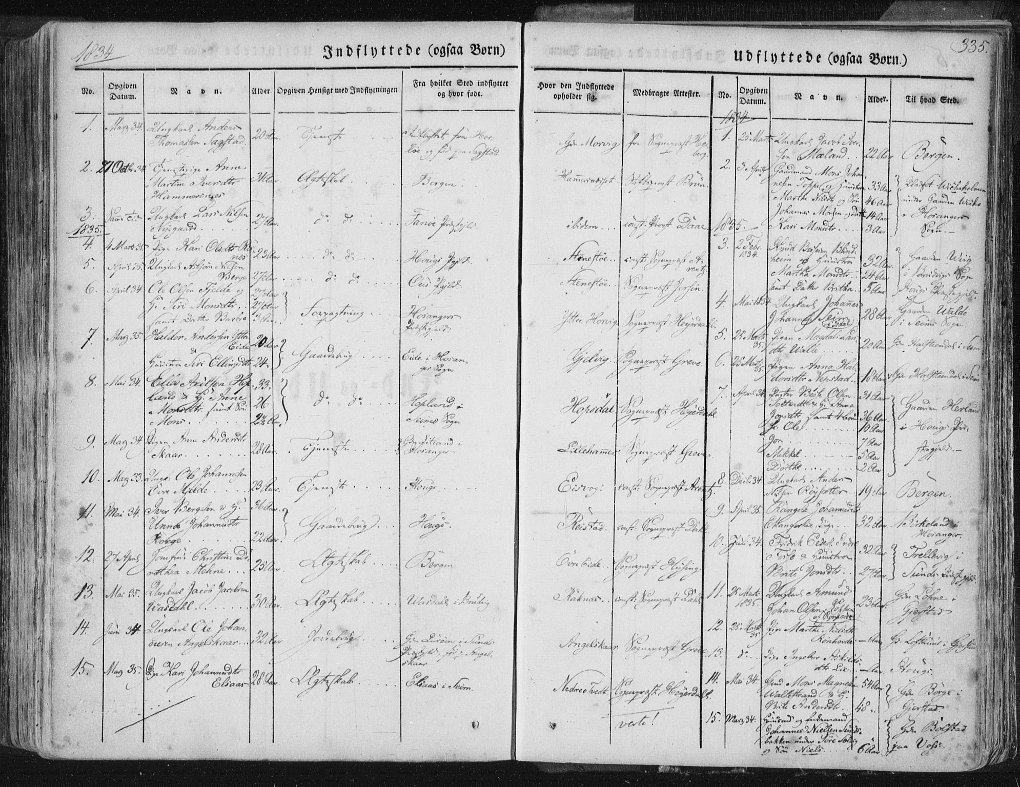 Hamre sokneprestembete, SAB/A-75501/H/Ha/Haa/Haaa/L0012: Parish register (official) no. A 12, 1834-1845, p. 335