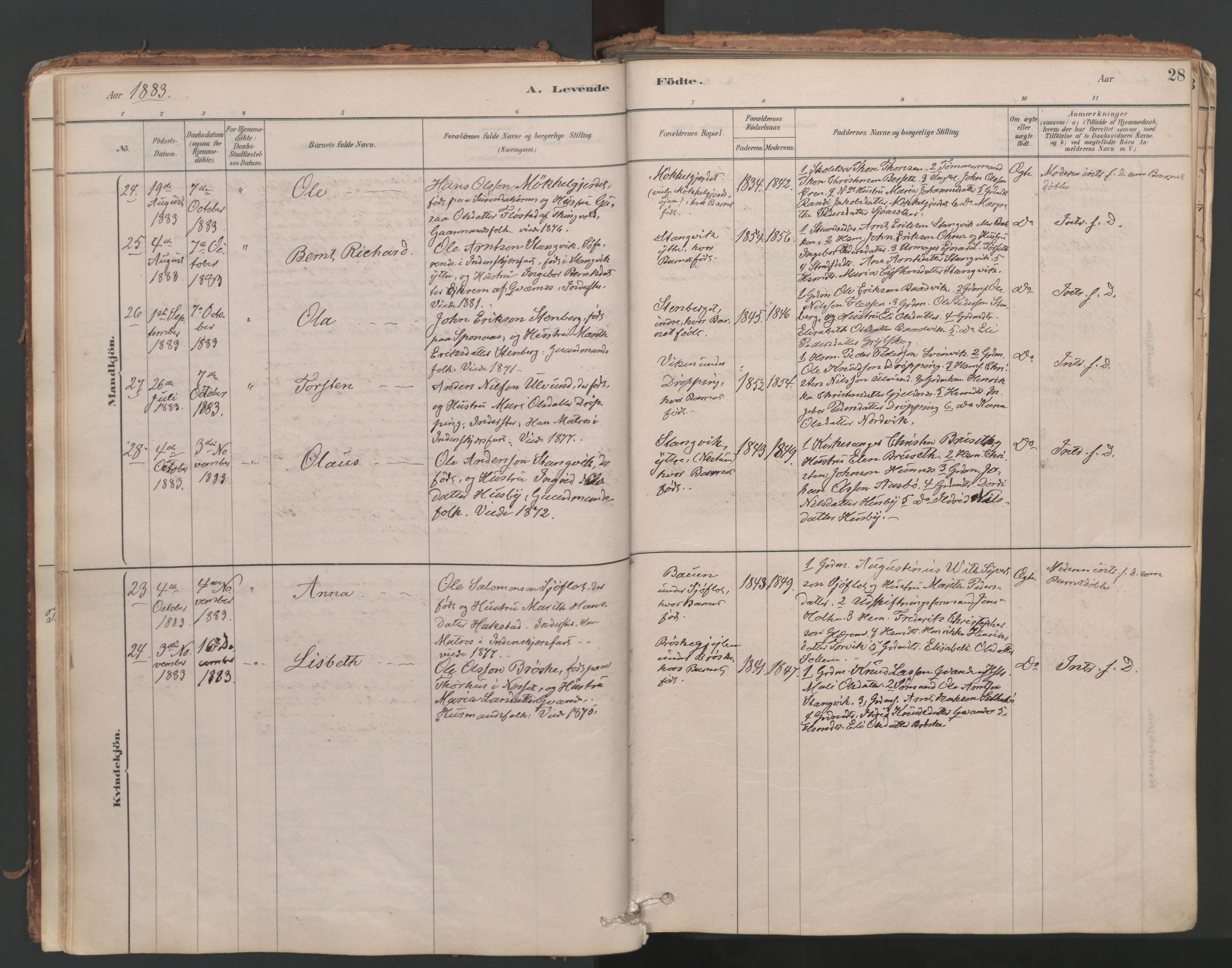 Ministerialprotokoller, klokkerbøker og fødselsregistre - Møre og Romsdal, AV/SAT-A-1454/592/L1029: Parish register (official) no. 592A07, 1879-1902, p. 28