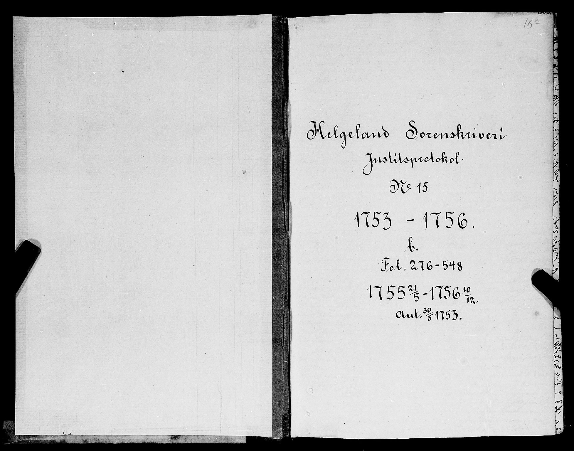 Helgeland sorenskriveri, SAT/A-0004/1/1A/L0016: Tingbok 15B, 1755-1756