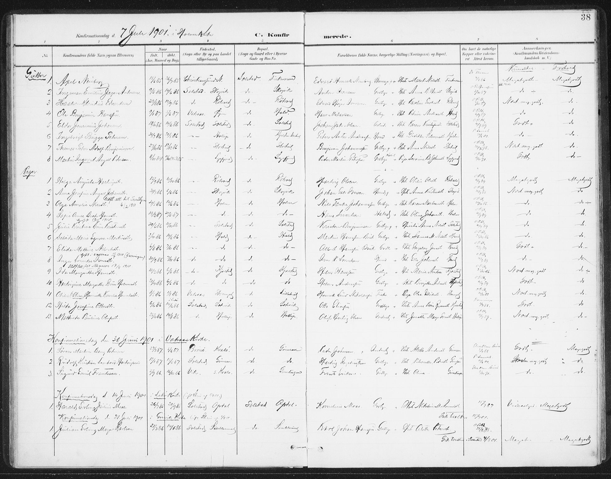 Ministerialprotokoller, klokkerbøker og fødselsregistre - Nordland, AV/SAT-A-1459/811/L0167: Parish register (official) no. 811A04, 1899-1913, p. 38