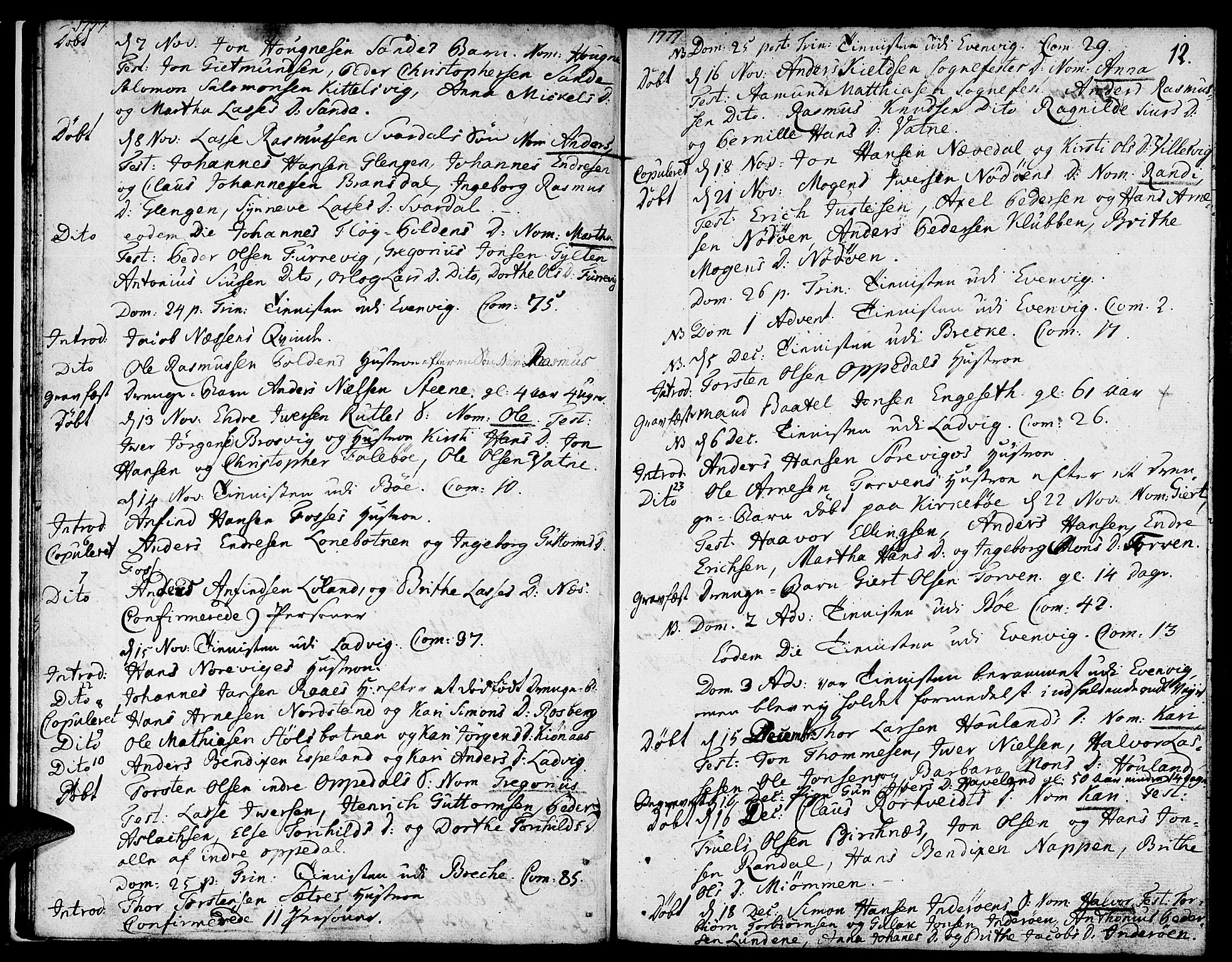 Gulen sokneprestembete, SAB/A-80201/H/Haa/Haaa/L0013: Parish register (official) no. A 13, 1776-1787, p. 12