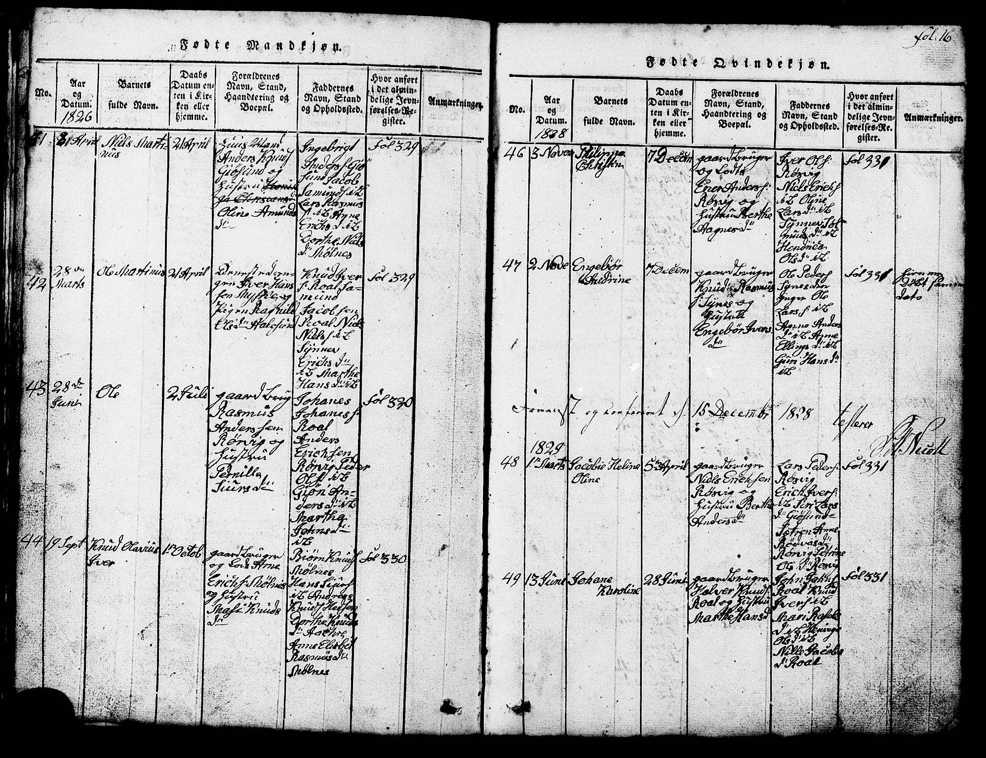 Ministerialprotokoller, klokkerbøker og fødselsregistre - Møre og Romsdal, SAT/A-1454/537/L0520: Parish register (copy) no. 537C01, 1819-1868, p. 16