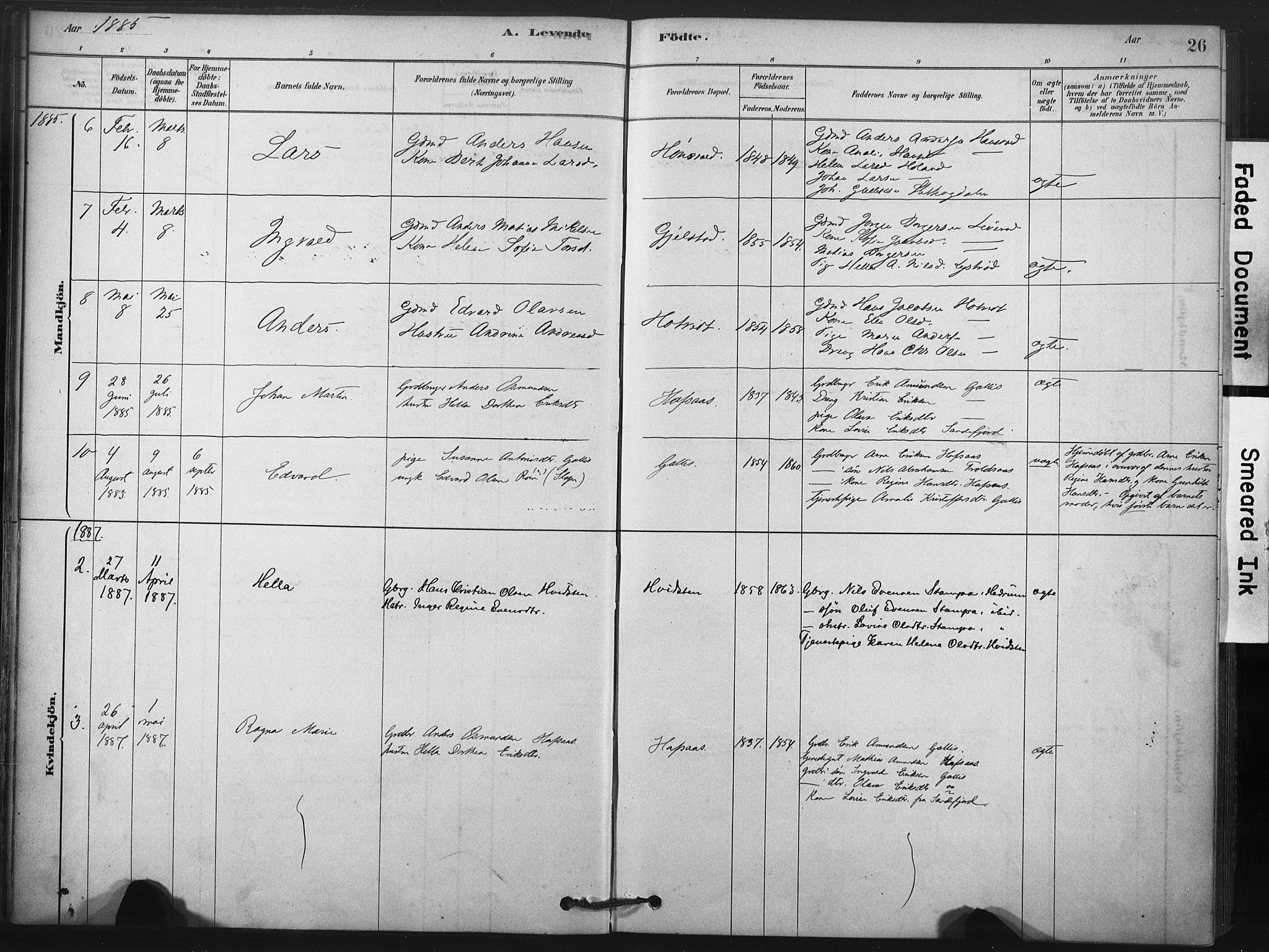 Andebu kirkebøker, AV/SAKO-A-336/F/Fa/L0008: Parish register (official) no. 8, 1878-1902, p. 26