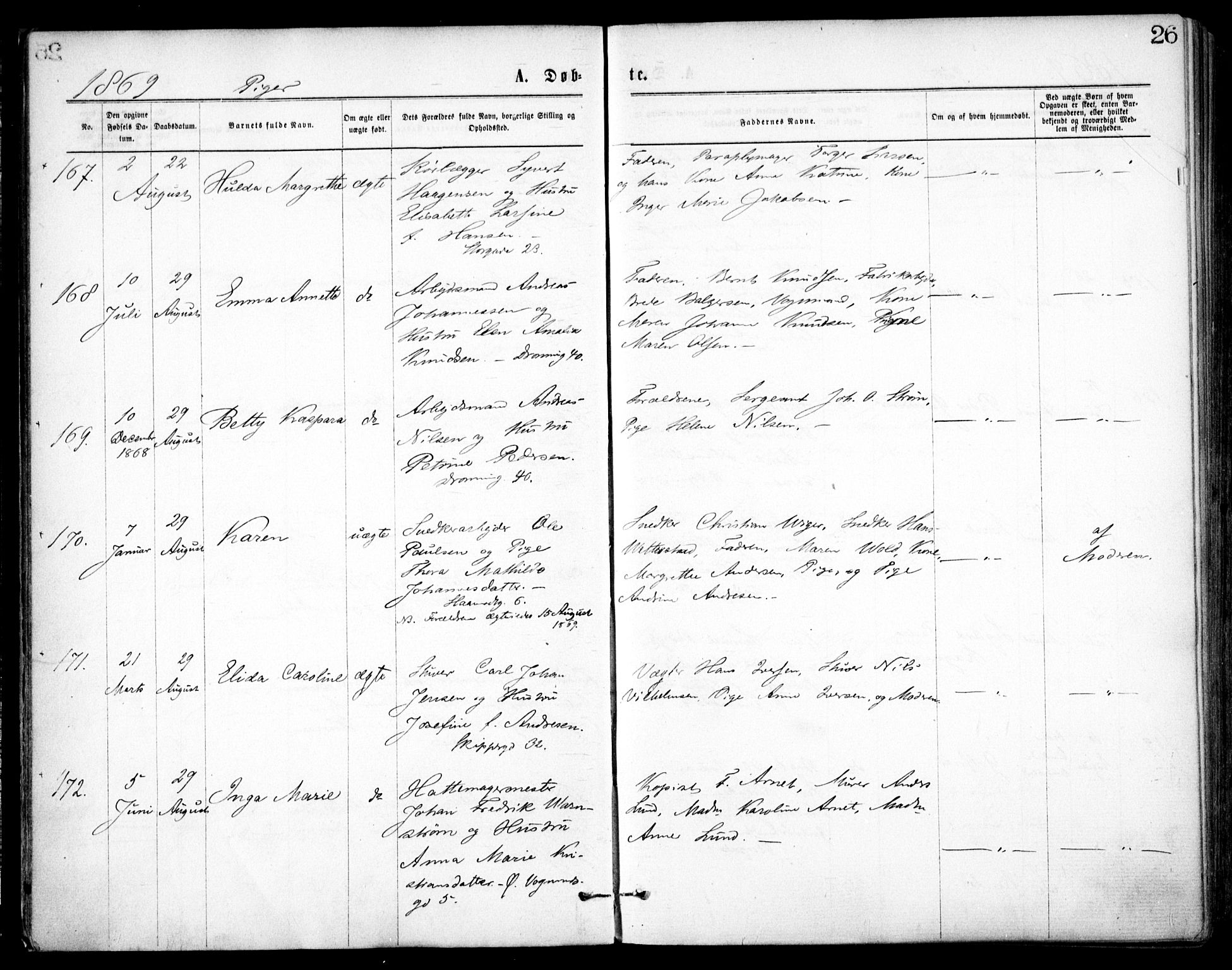 Oslo domkirke Kirkebøker, AV/SAO-A-10752/F/Fa/L0017: Parish register (official) no. 17, 1869-1878, p. 26