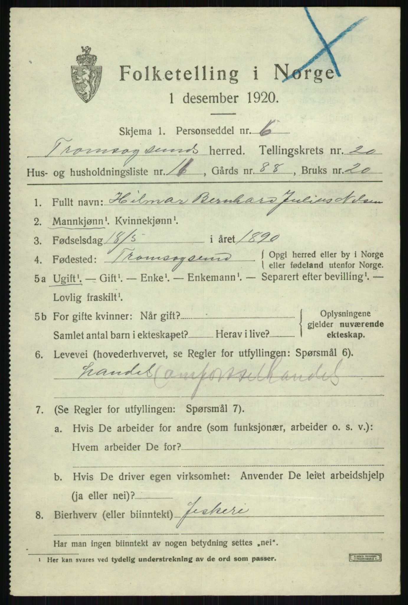 SATØ, 1920 census for Tromsøysund, 1920, p. 10720