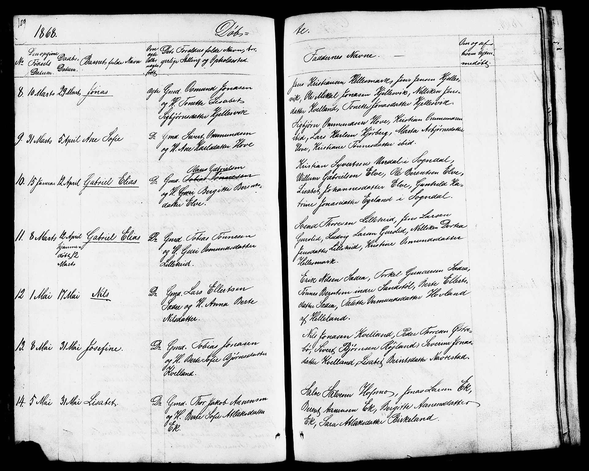 Lund sokneprestkontor, AV/SAST-A-101809/S07/L0003: Parish register (copy) no. B 3, 1848-1885, p. 109