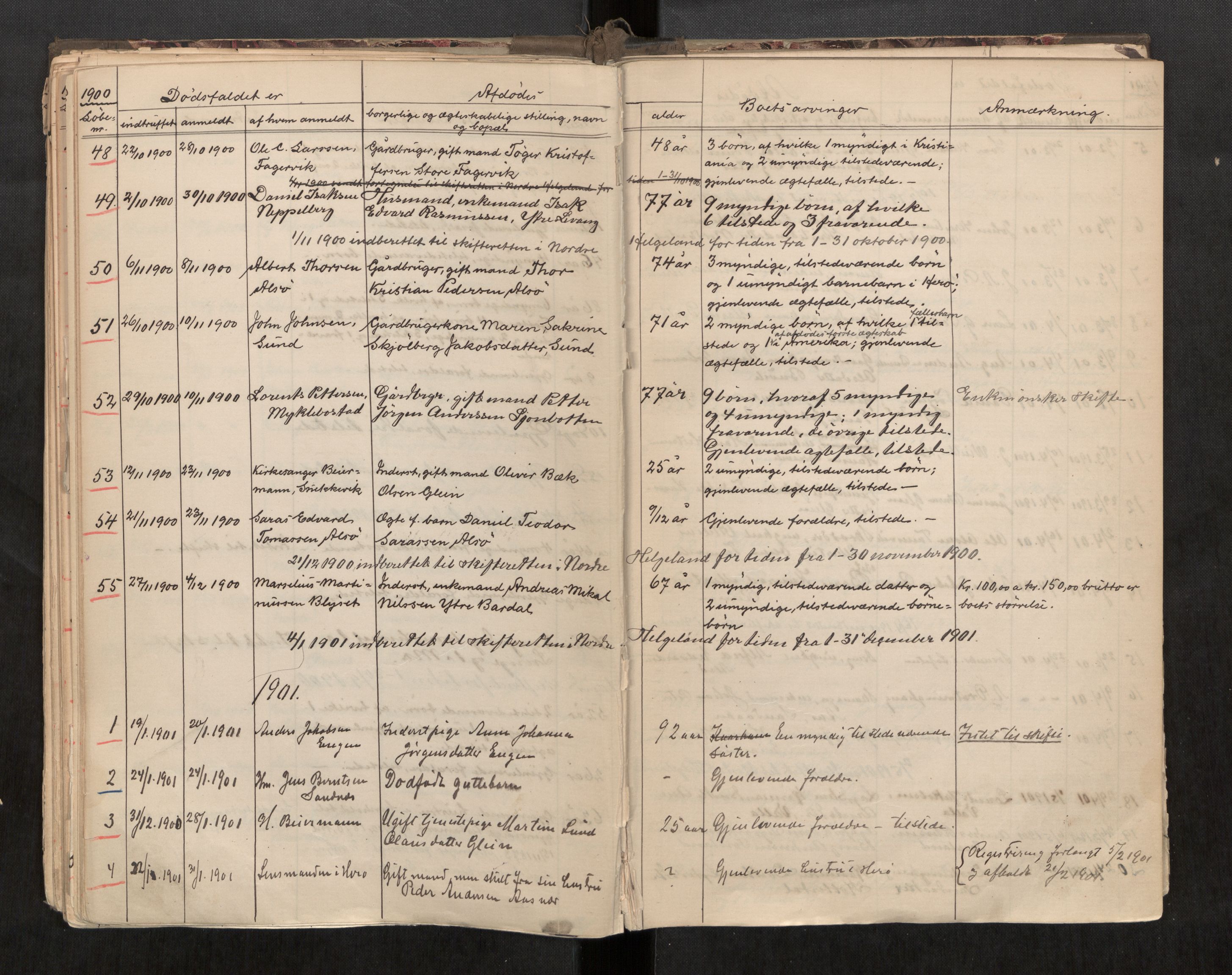 Nesna lensmannskontor, AV/SAT-A-5703/02/L0002: 2.01.02 - Dødsfallsregister, 1888-1909