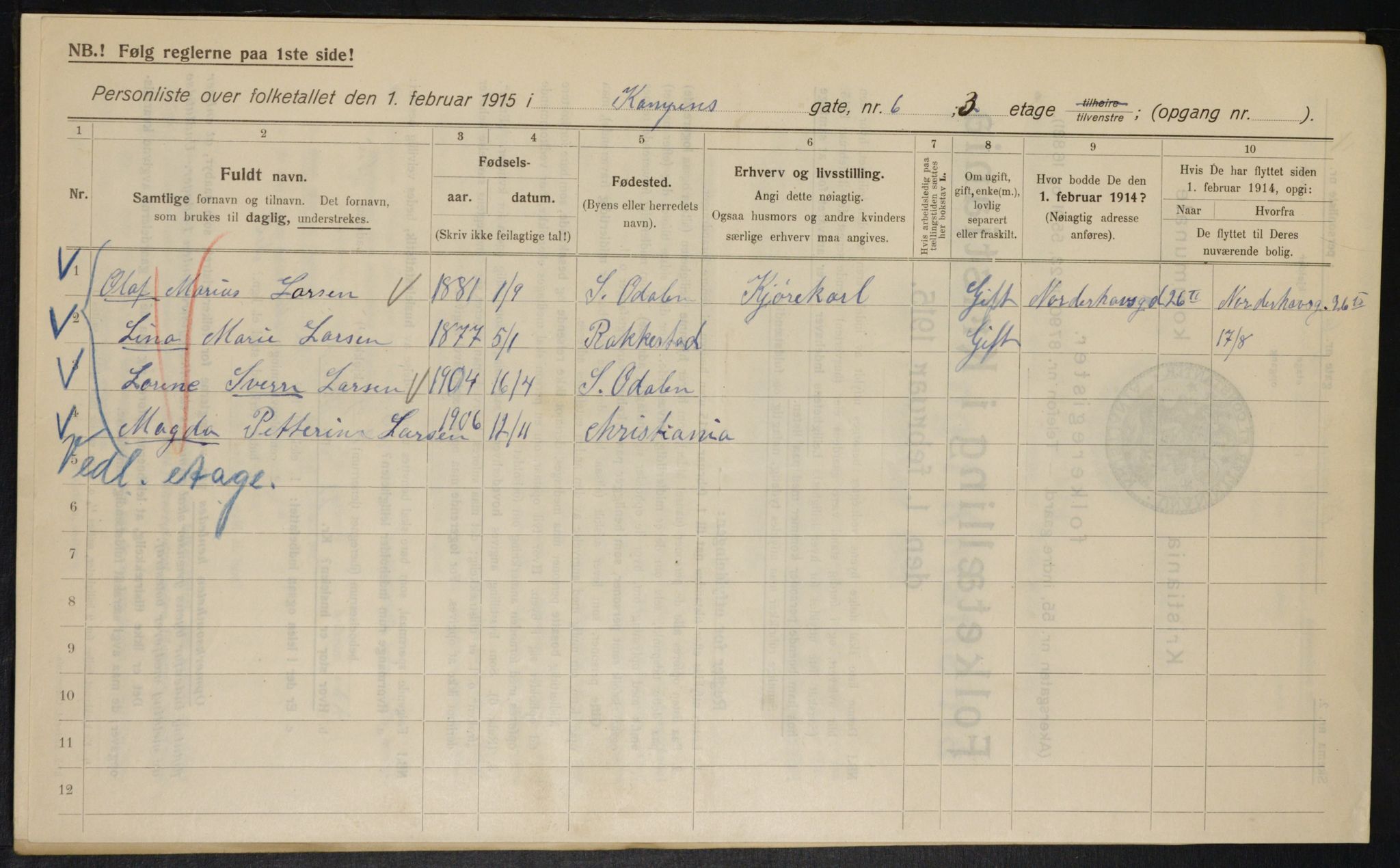 OBA, Municipal Census 1915 for Kristiania, 1915, p. 47277