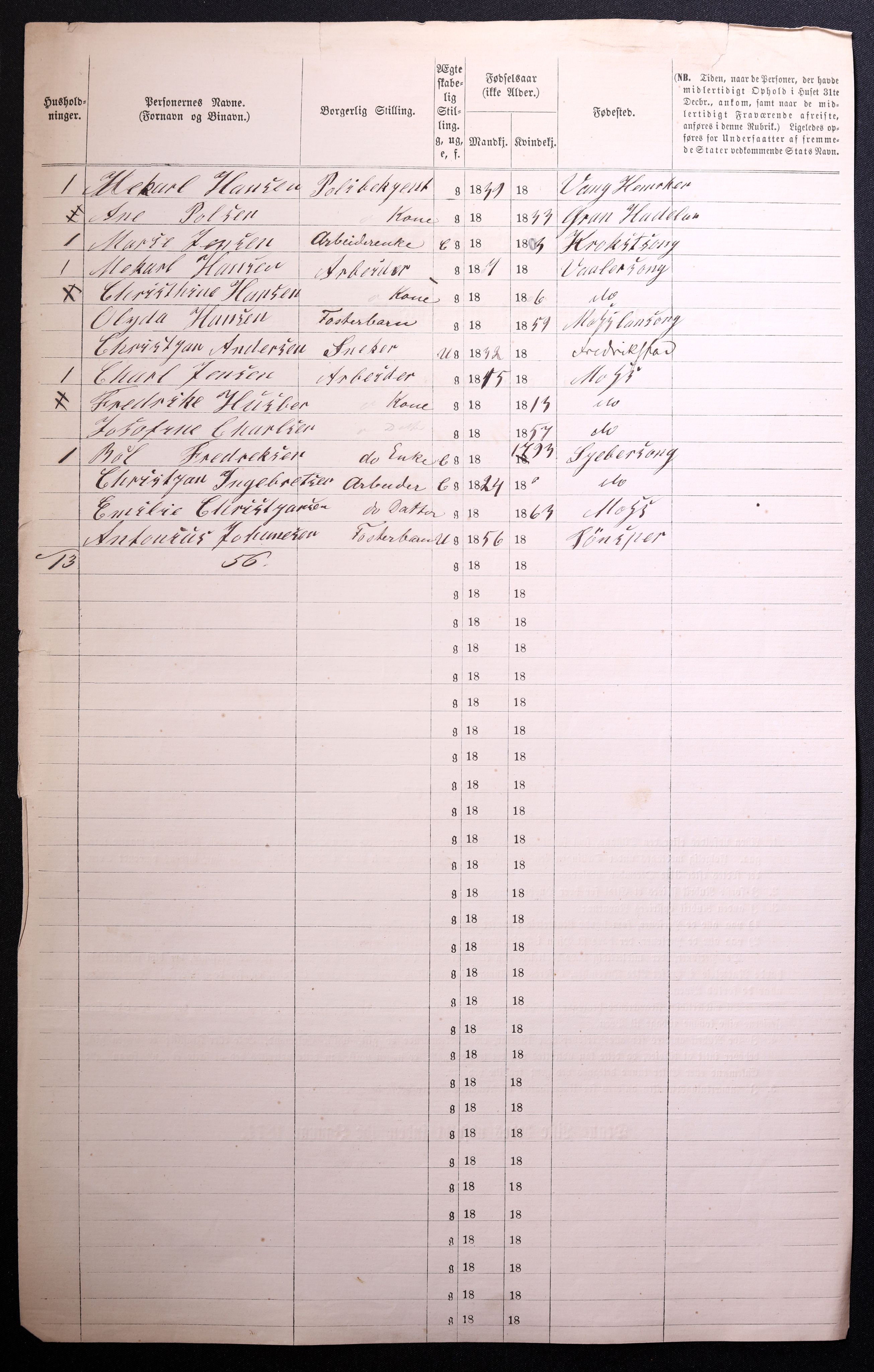 RA, 1870 census for 0104 Moss, 1870, p. 184