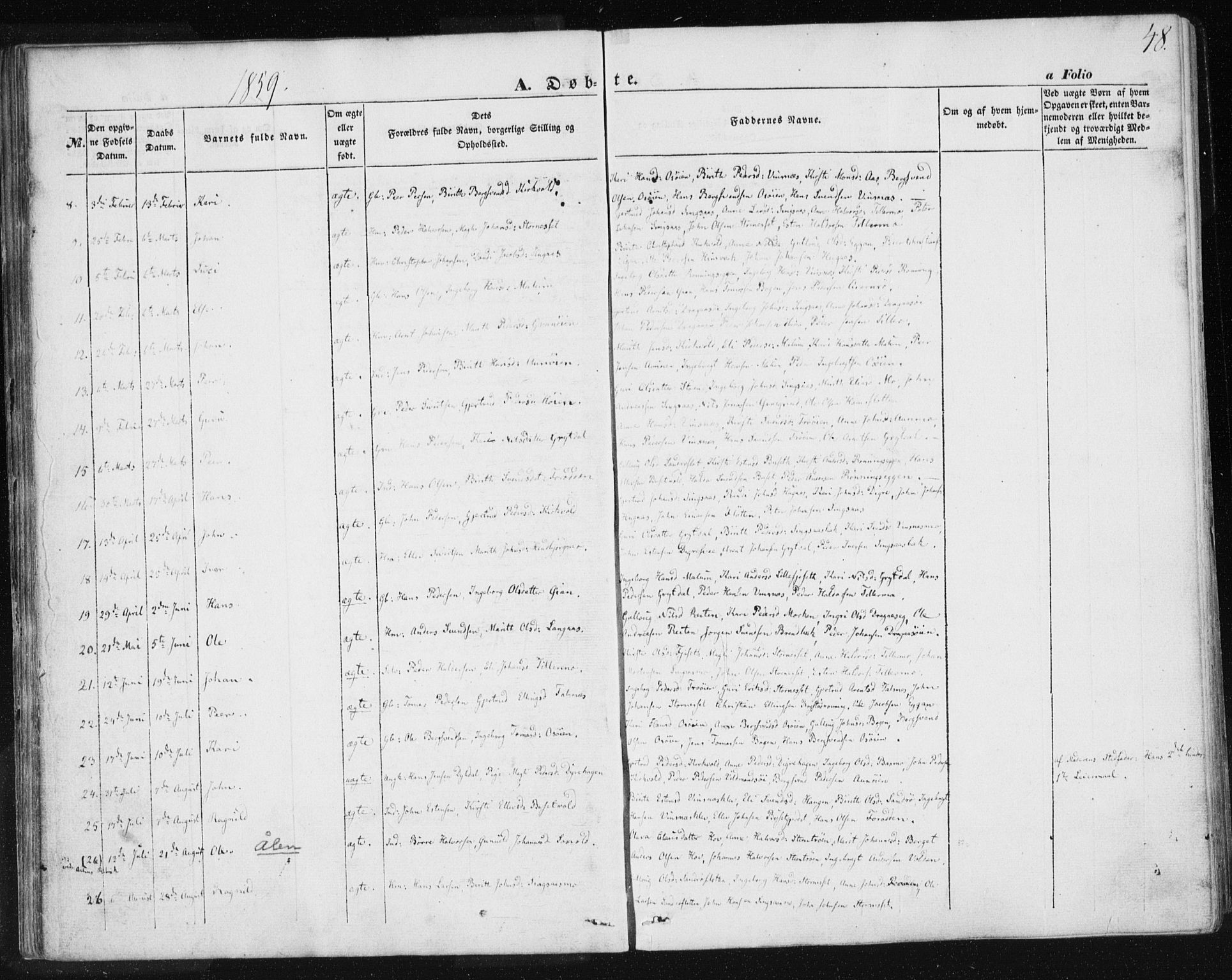 Ministerialprotokoller, klokkerbøker og fødselsregistre - Sør-Trøndelag, AV/SAT-A-1456/685/L0964: Parish register (official) no. 685A06 /2, 1846-1859, p. 48