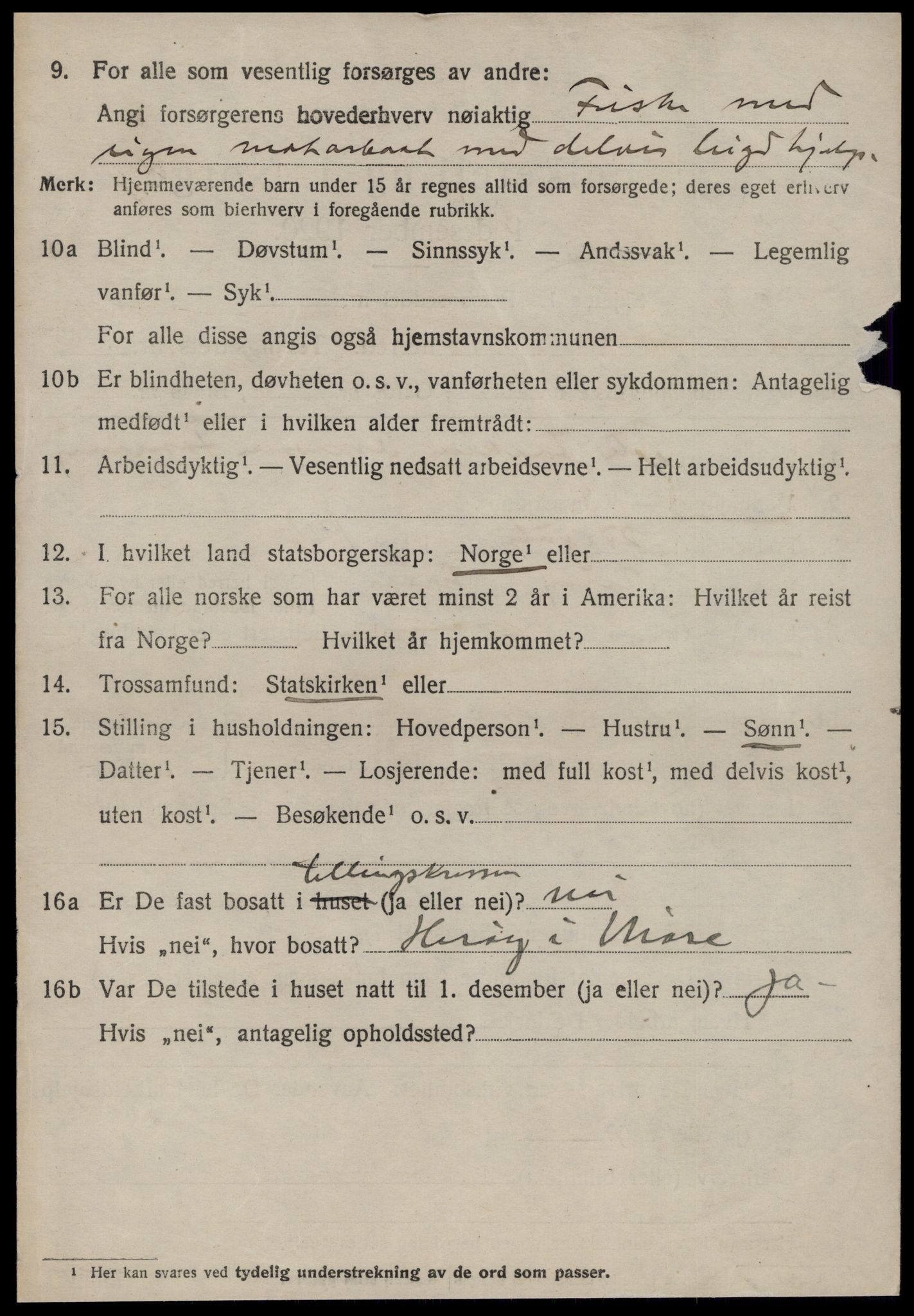 SAT, 1920 census for Volda, 1920, p. 1959