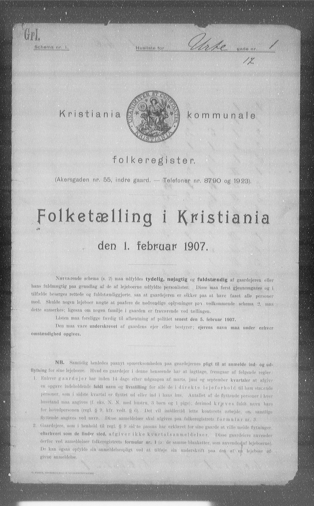 OBA, Municipal Census 1907 for Kristiania, 1907, p. 61344
