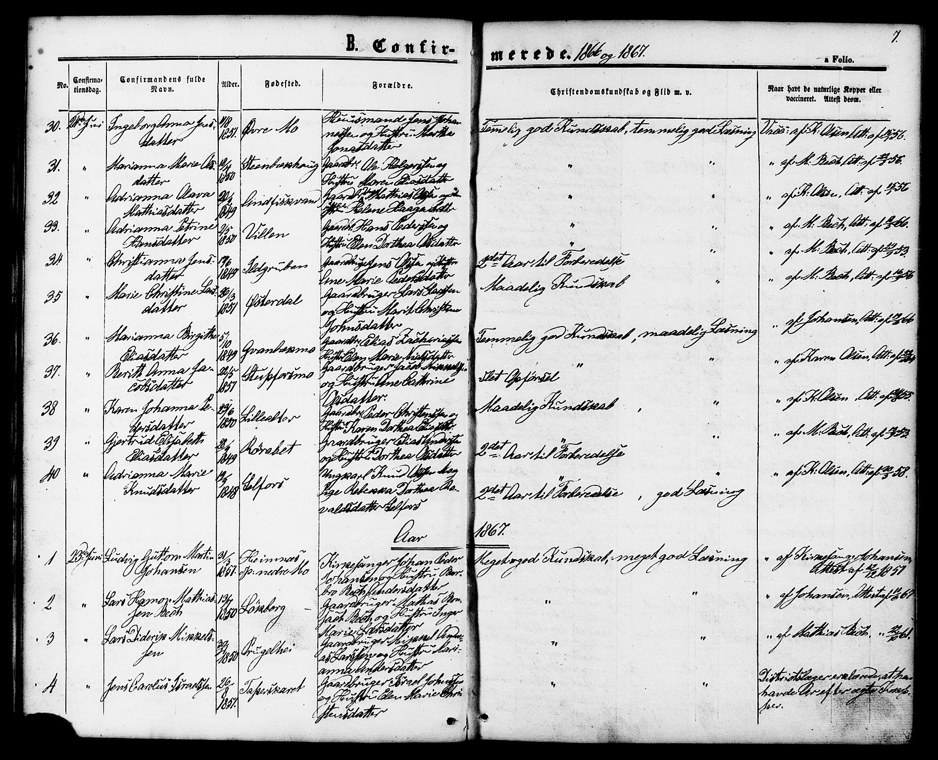 Ministerialprotokoller, klokkerbøker og fødselsregistre - Nordland, SAT/A-1459/827/L0394: Parish register (official) no. 827A06, 1865-1886, p. 7