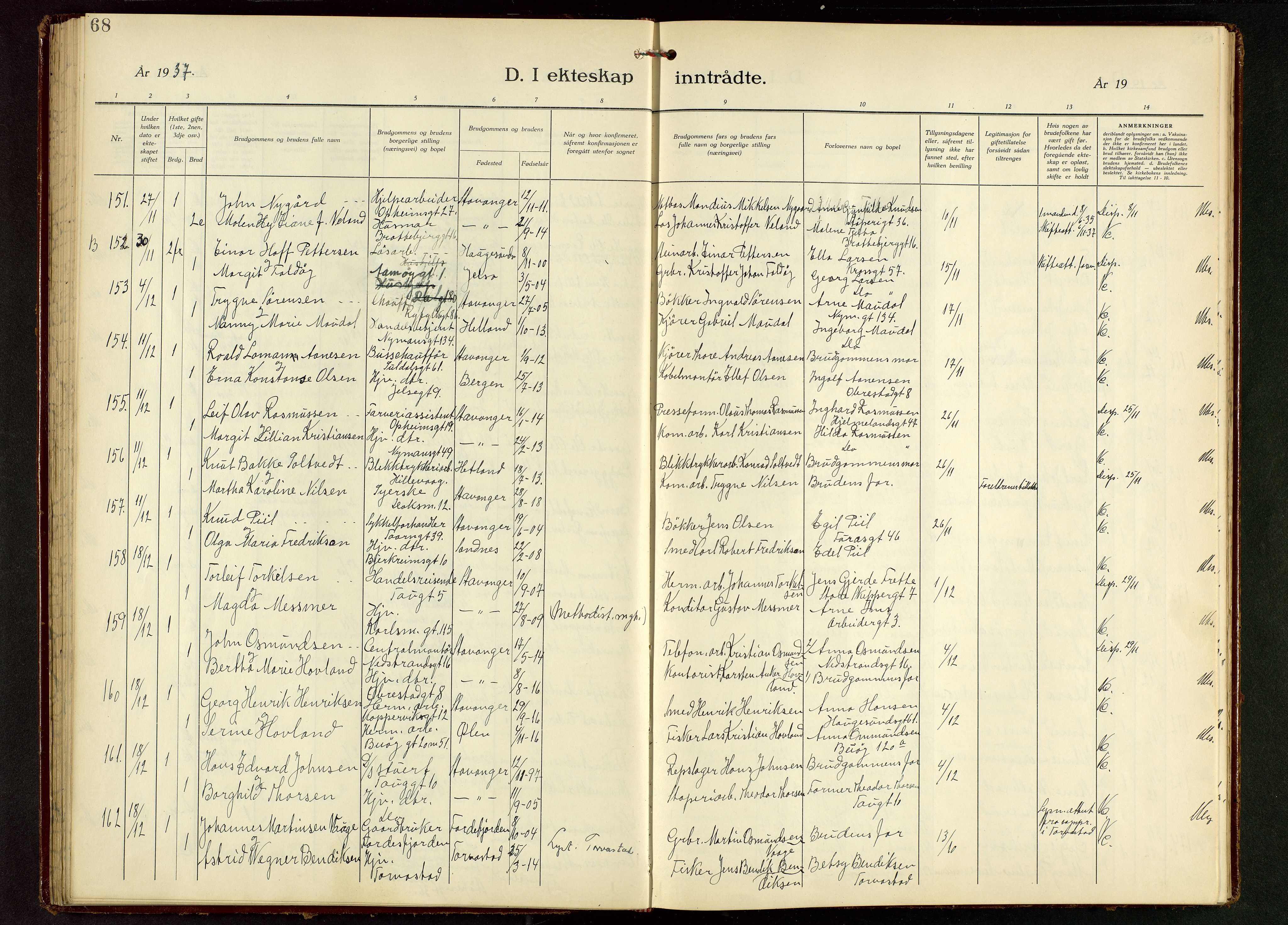 St. Johannes sokneprestkontor, AV/SAST-A-101814/001/30/30BB/L0010: Parish register (copy) no. B 10, 1933-1946, p. 68