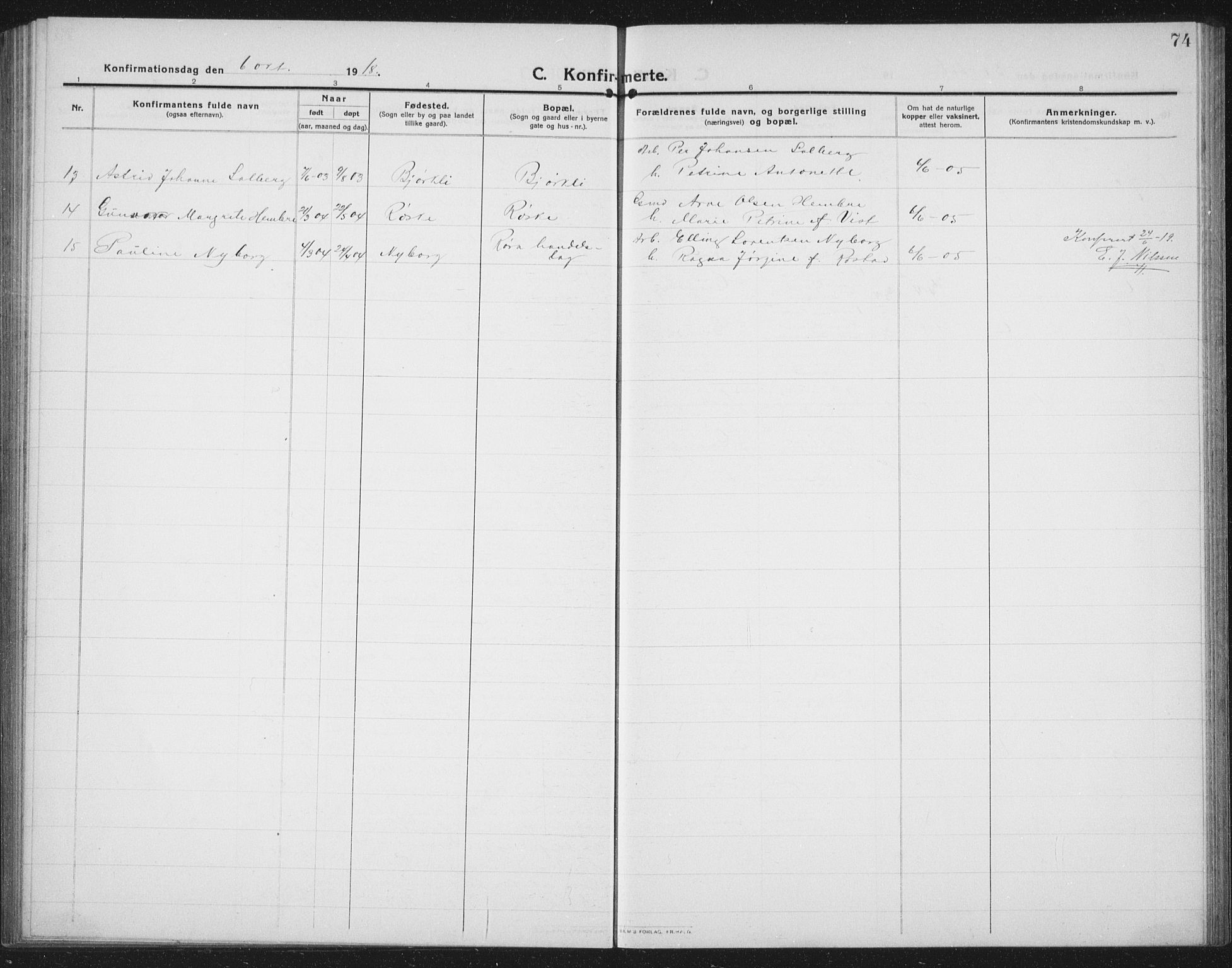 Ministerialprotokoller, klokkerbøker og fødselsregistre - Nord-Trøndelag, SAT/A-1458/731/L0312: Parish register (copy) no. 731C03, 1911-1935, p. 74