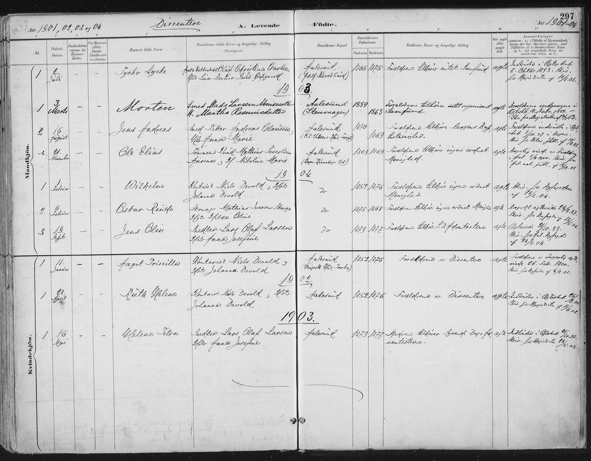 Ministerialprotokoller, klokkerbøker og fødselsregistre - Møre og Romsdal, SAT/A-1454/529/L0456: Parish register (official) no. 529A06, 1894-1906, p. 297