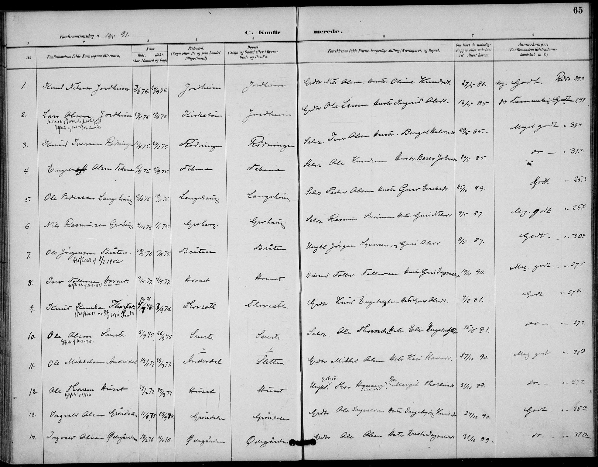 Gol kirkebøker, AV/SAKO-A-226/F/Fb/L0001: Parish register (official) no. II 1, 1887-1900, p. 65