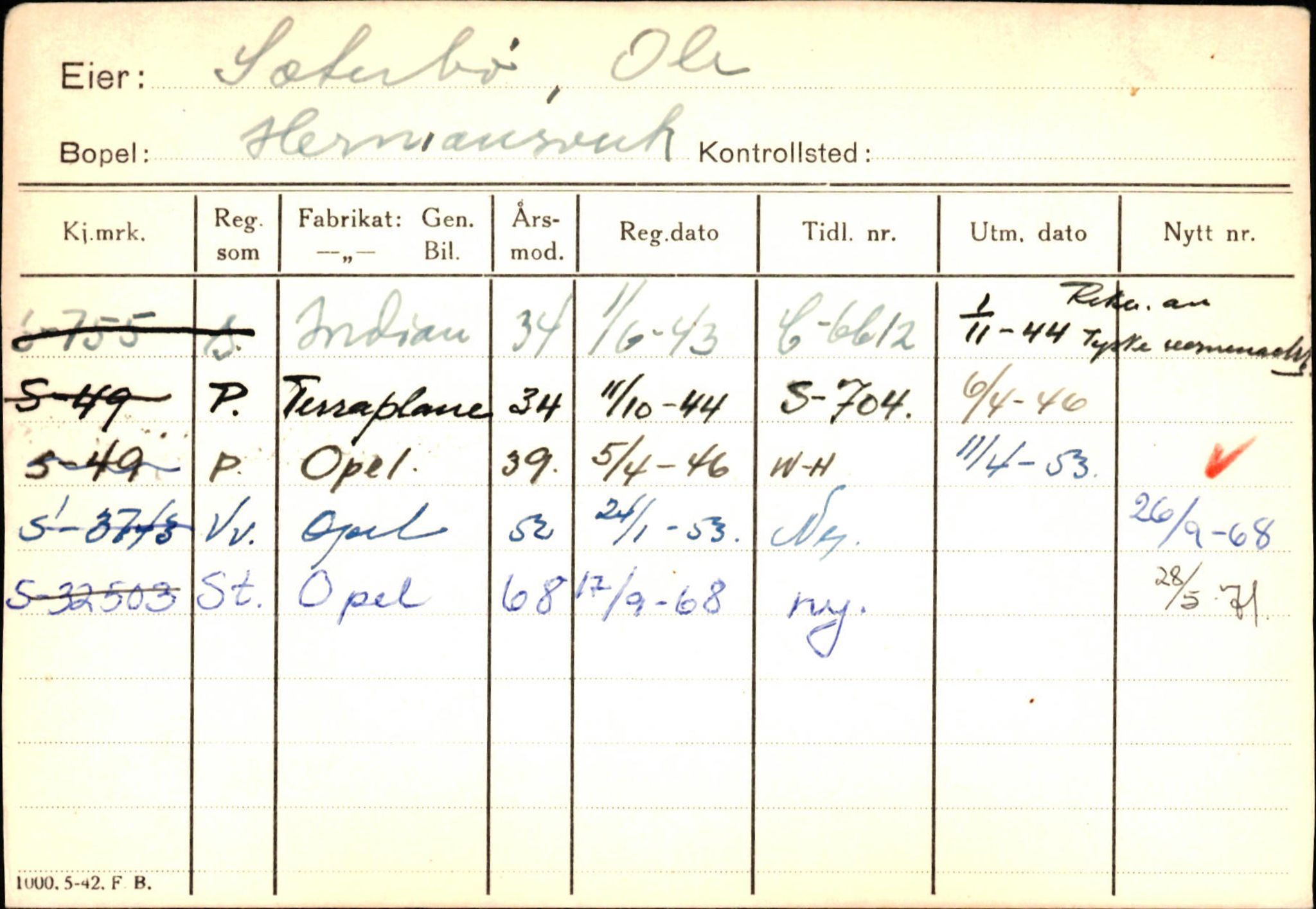 Statens vegvesen, Sogn og Fjordane vegkontor, AV/SAB-A-5301/4/F/L0126: Eigarregister Fjaler M-Å. Leikanger A-Å, 1945-1975, p. 2279