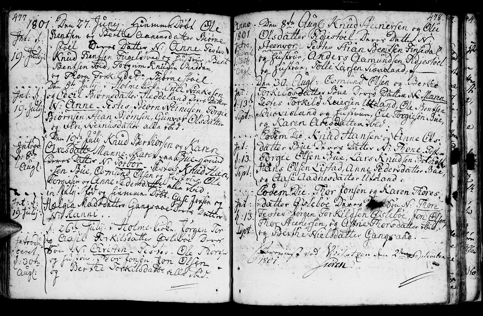 Holum sokneprestkontor, AV/SAK-1111-0022/F/Fa/Fac/L0001: Parish register (official) no. A 1, 1773-1820, p. 477-478